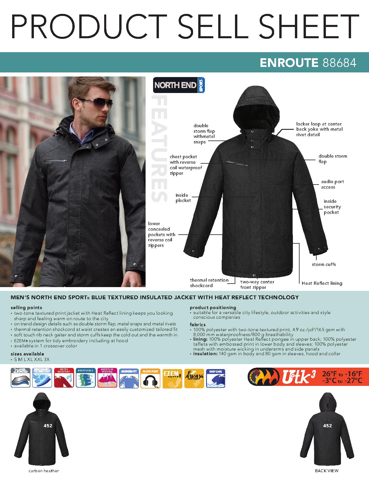 Ash City Insulated 88684 - Enroute Men's Textured Insulated Jacket With Heat Reflect Technology