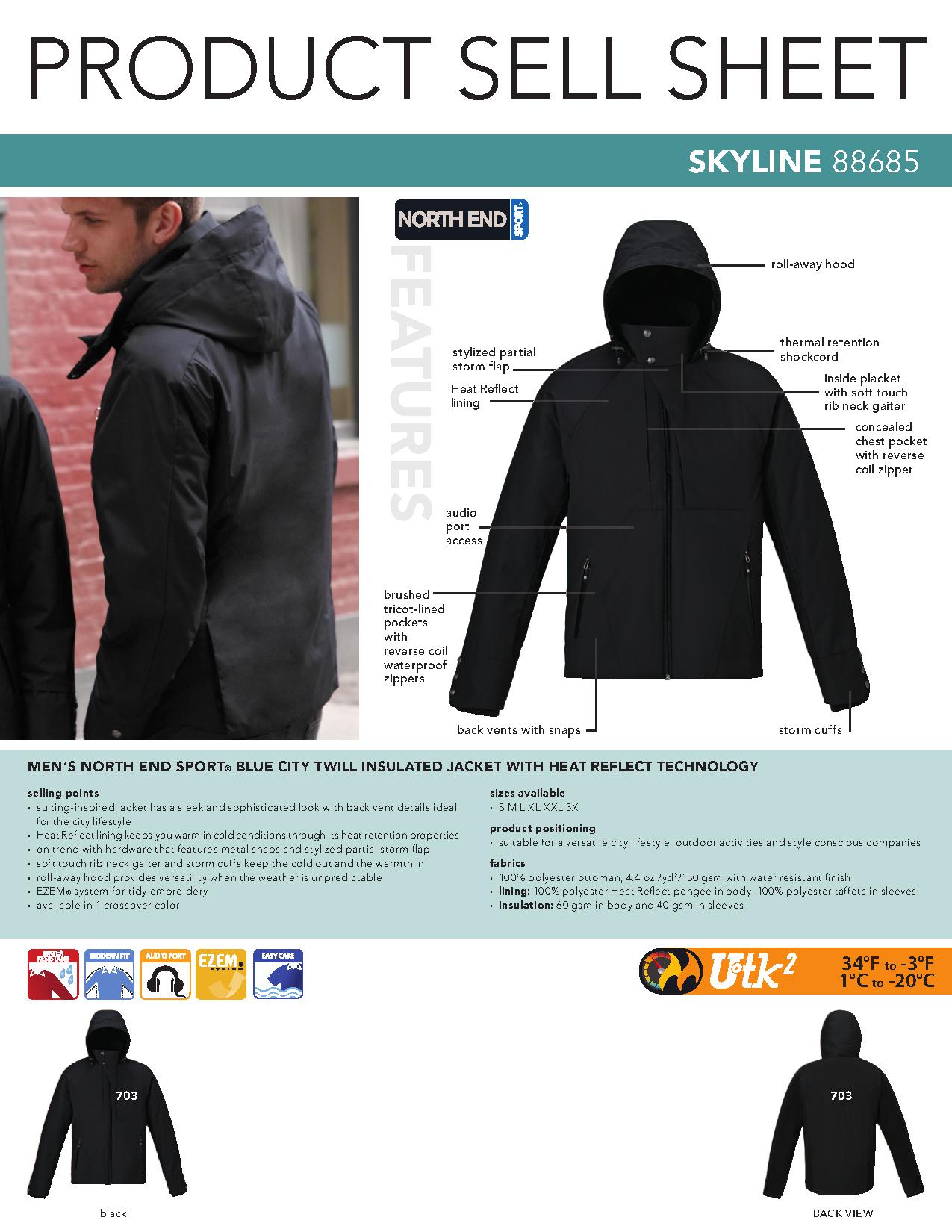 Ash City Insulated 88685 - Skyline Men's City Twill Insulated Jacket With Heat Reflect Technology