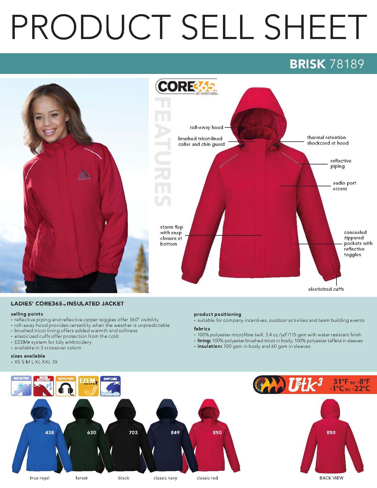 Ash City Core365 78189 - Brisk Core365 Ladies' Insulated Jacket
