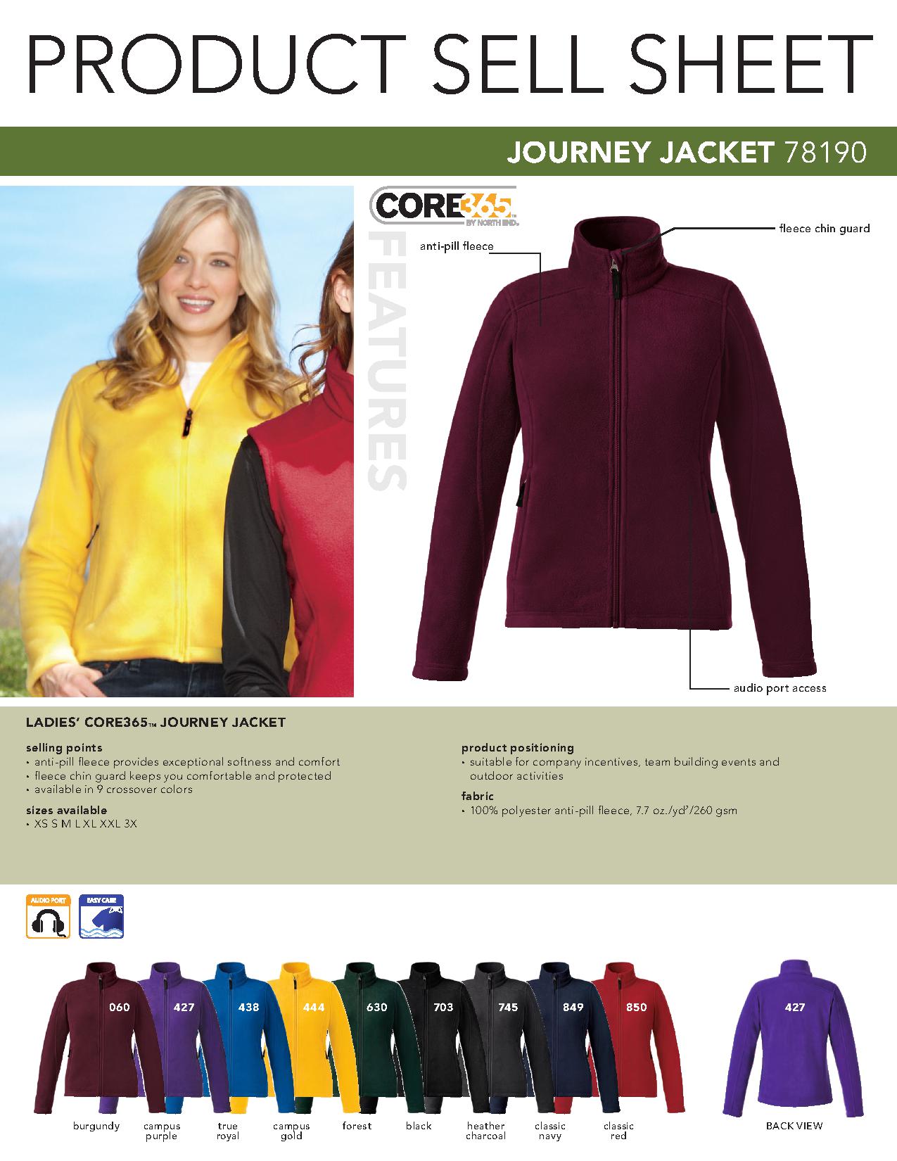 Ash City Core365 78190 - Jounrney Core365 Ladies' Fleece Jacket