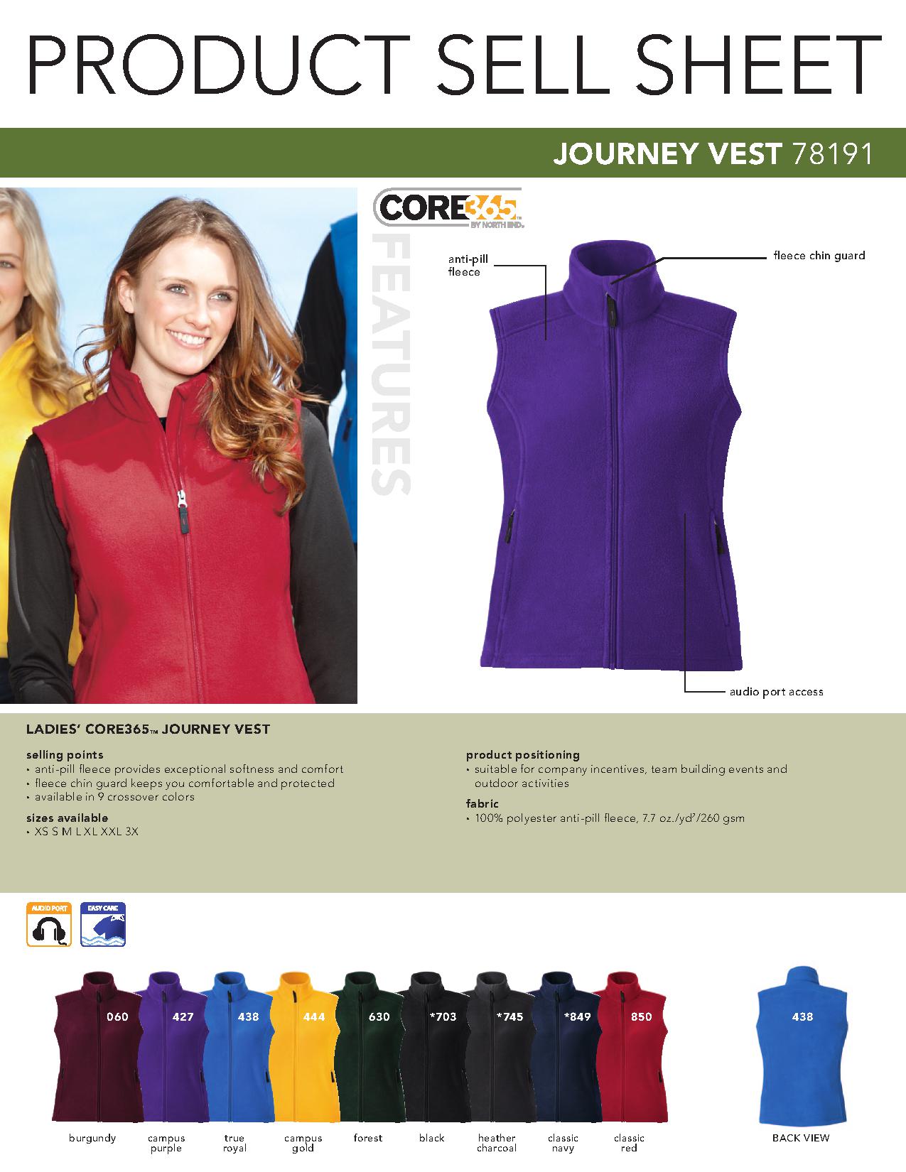 Ash City Core365 78191 - Journey Core365 Ladies' Fleece Vest
