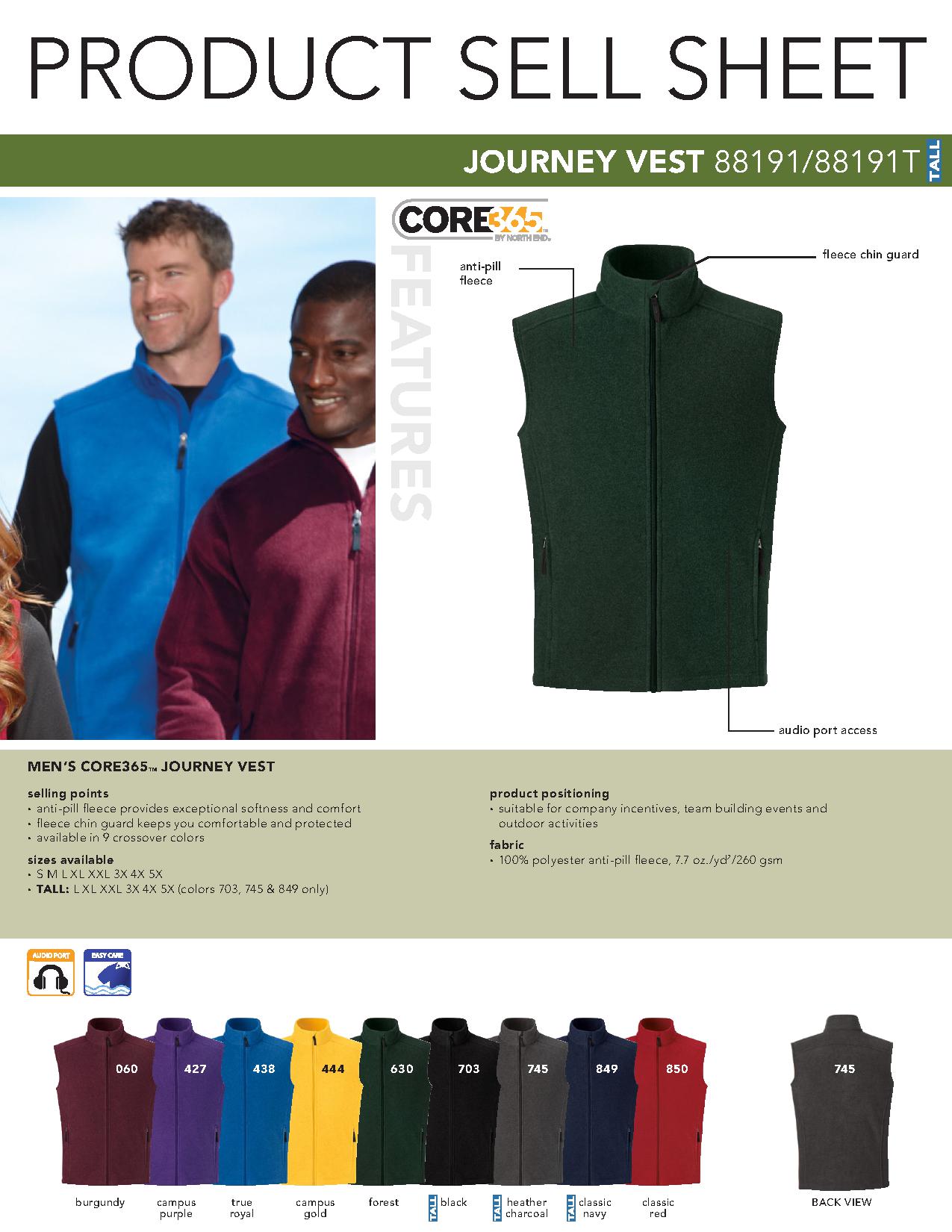 Ash City Core365 88191 - Jounrney Core365 Men's Fleece Vest
