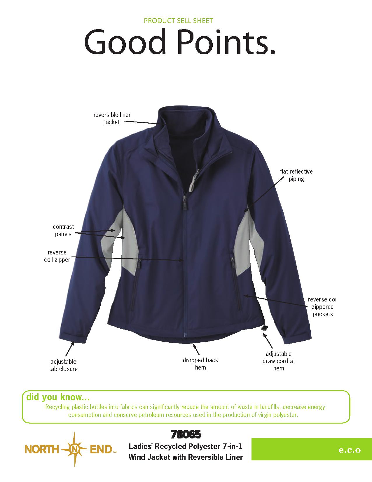 Ash City e.c.o Outerwear 78065 - Ladies' Recycled Polyester 7-In-1 Wind Jacket With Reversible Liner