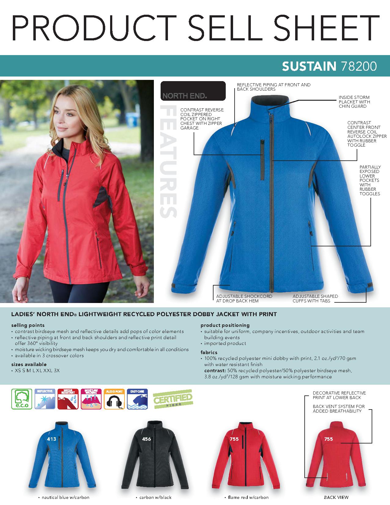 Ash City e.c.o Outerwear 78200 - Sustain Ladies' Lightweight Recycled Polyester Dobby Jacket With Print