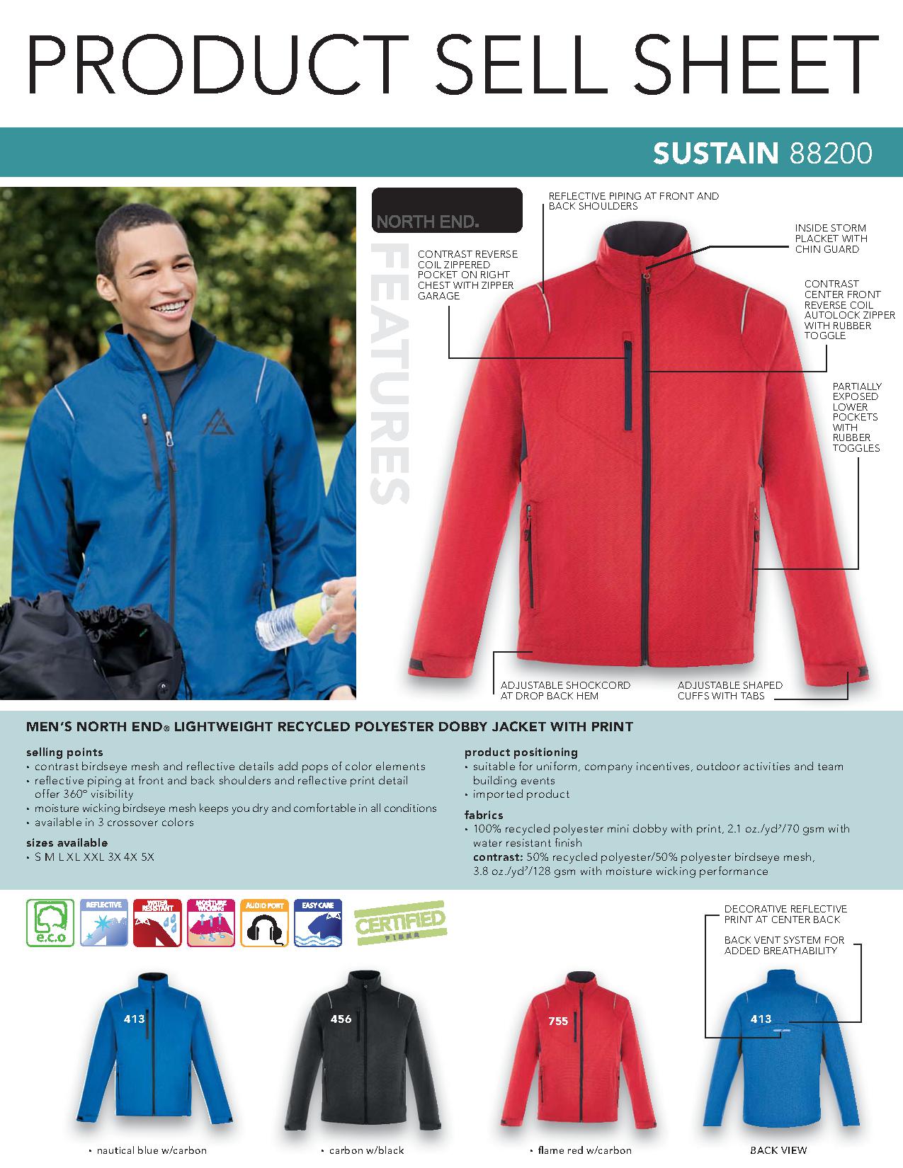 Ash City e.c.o Outerwear 88200 - Sustain Men's Lightweight Recycled Polyester Dobby Jacket With Print
