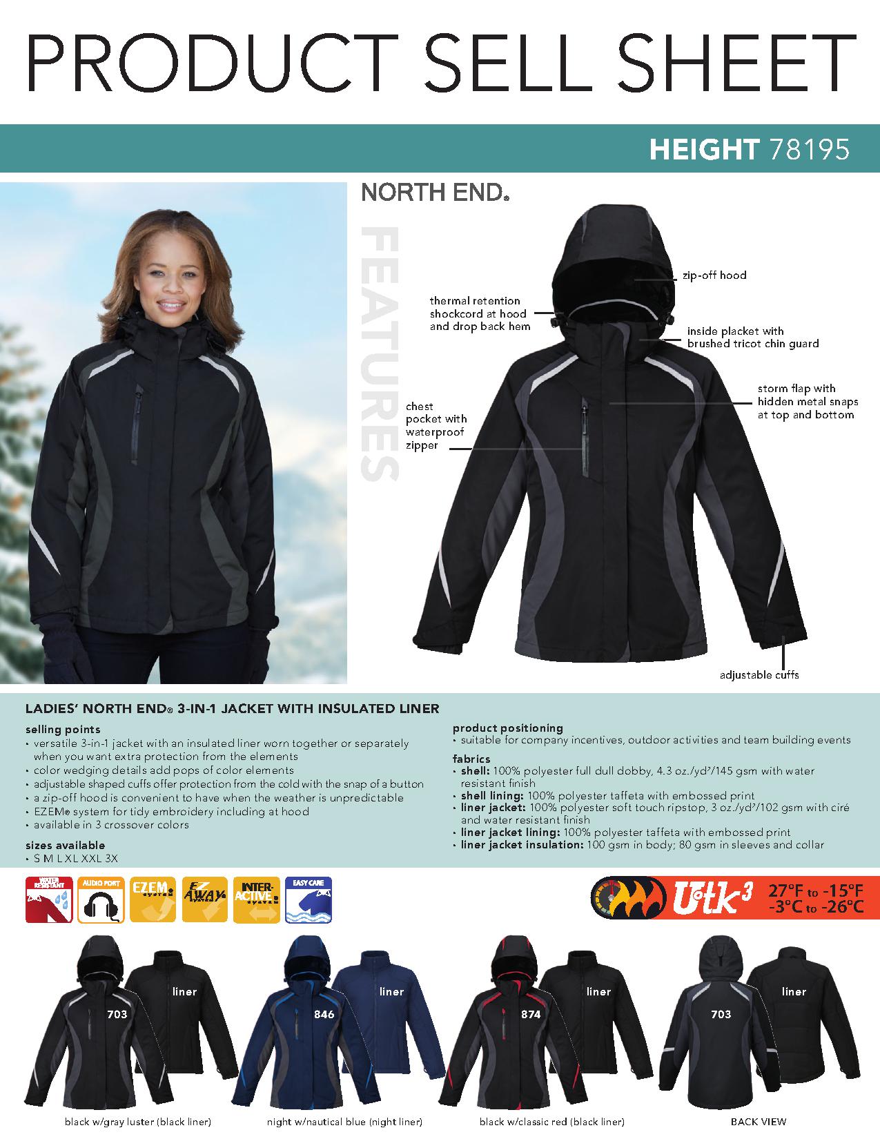 Ash City System Jackets 78195 - Height Ladies' 3-In-1 Jacket With Insulated Liner