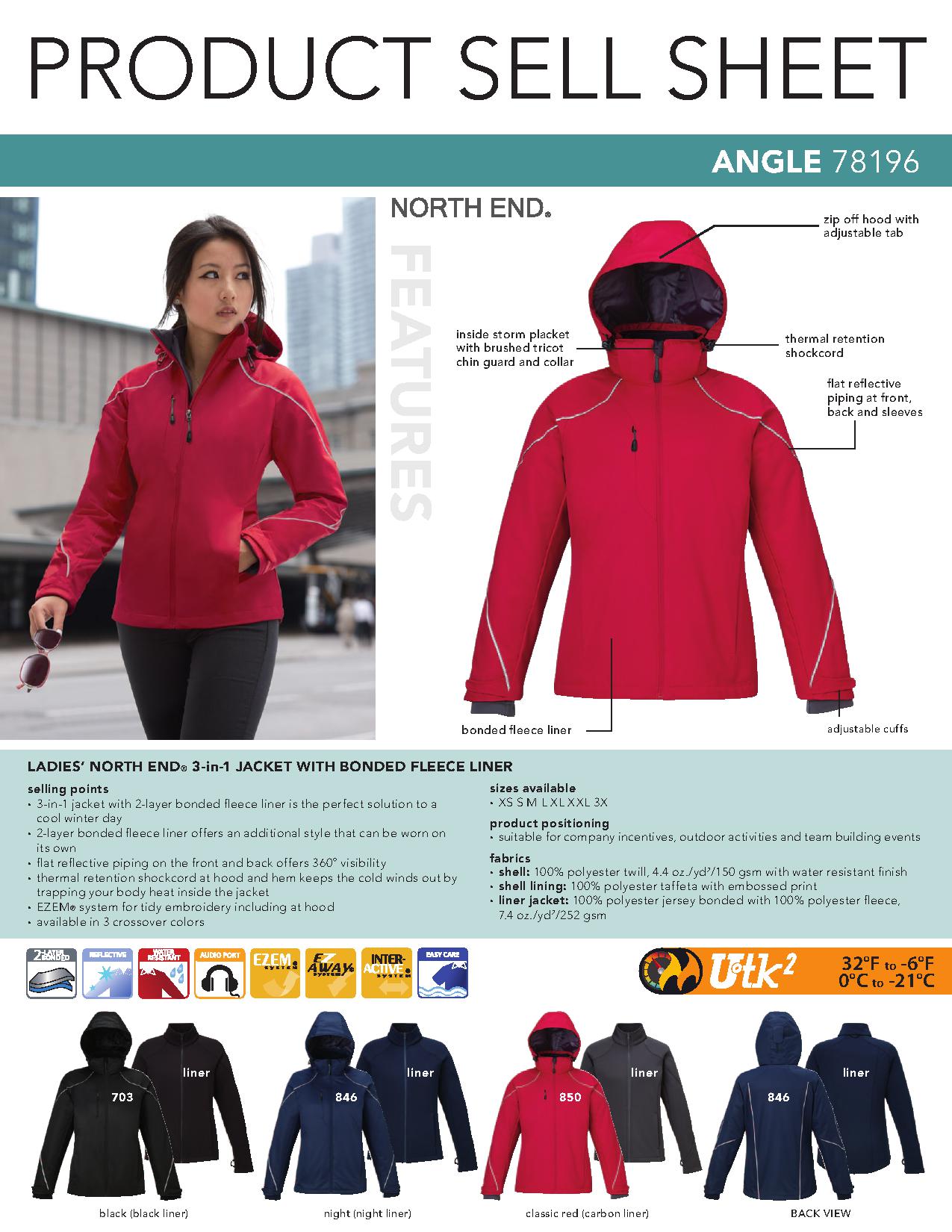 Ash City System Jackets 78196 - Angle Ladies' 3-In-1 Jacket With Bonded Fleece Liner