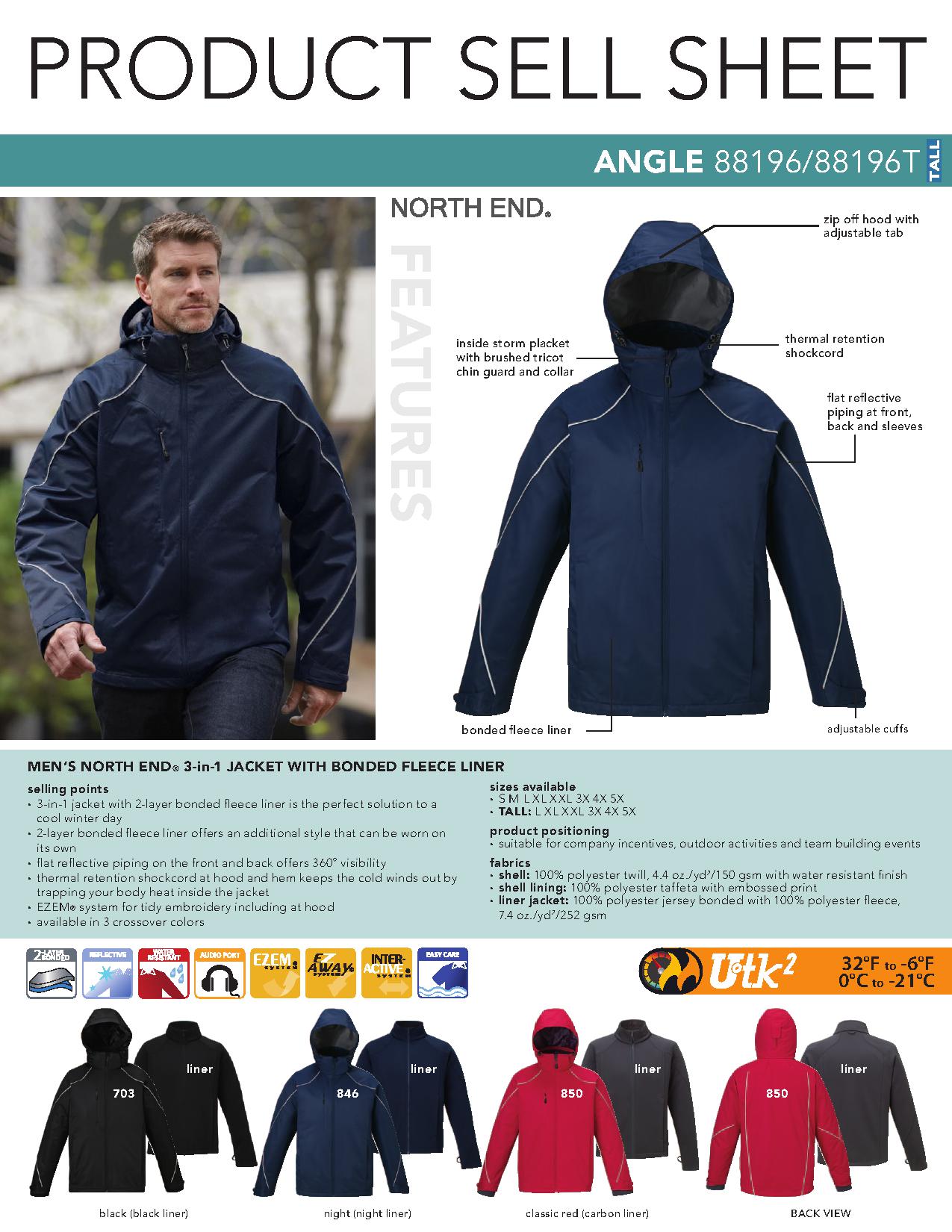 Ash City System Jackets 88196 - Angle Men's 3-In-1 Jacket With With Bonded Fleece Liner