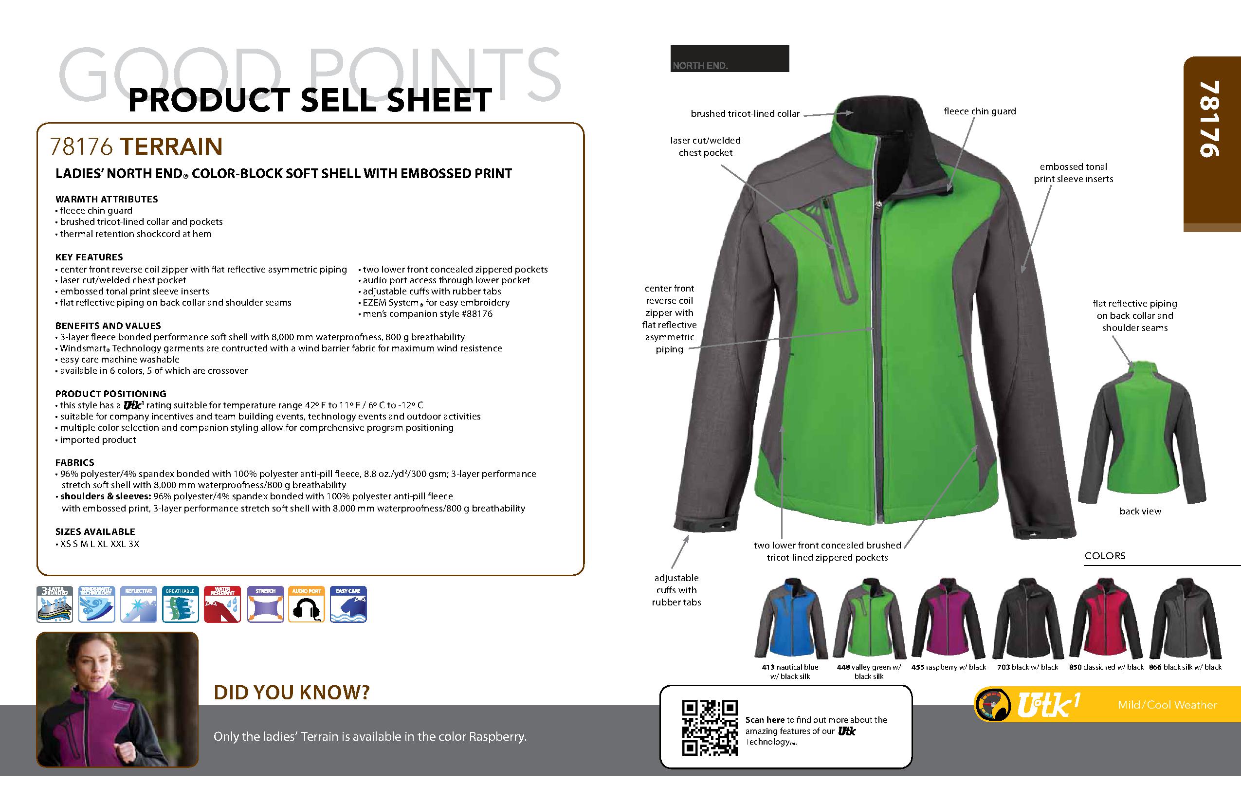 Ash City UTK 1 Warm.Logik 78176 - Terrain Ladies' Color-Block Soft Shell With Embossed Print