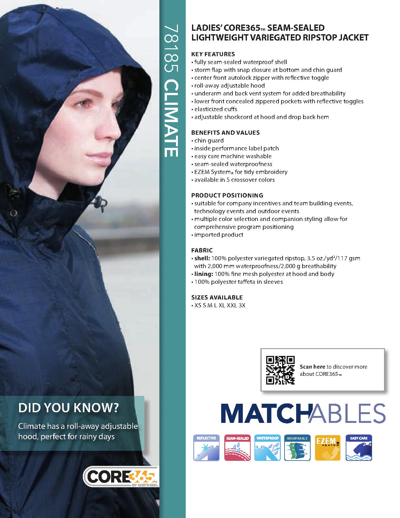 Ash City Core365 78185 - Climate Core365 Ladies' Seam-Sealed Lightweight Variegated Ripstop Jacket