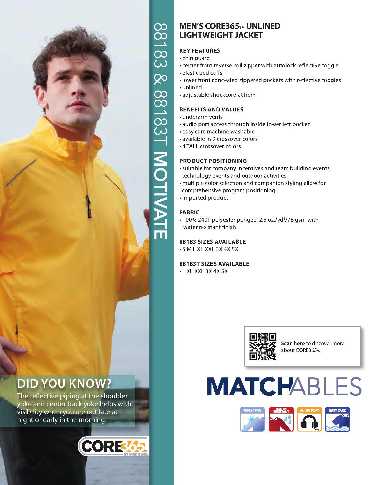 Ash City Core365 88183 - Motivate Core365 Unlined Lightweight Jacket