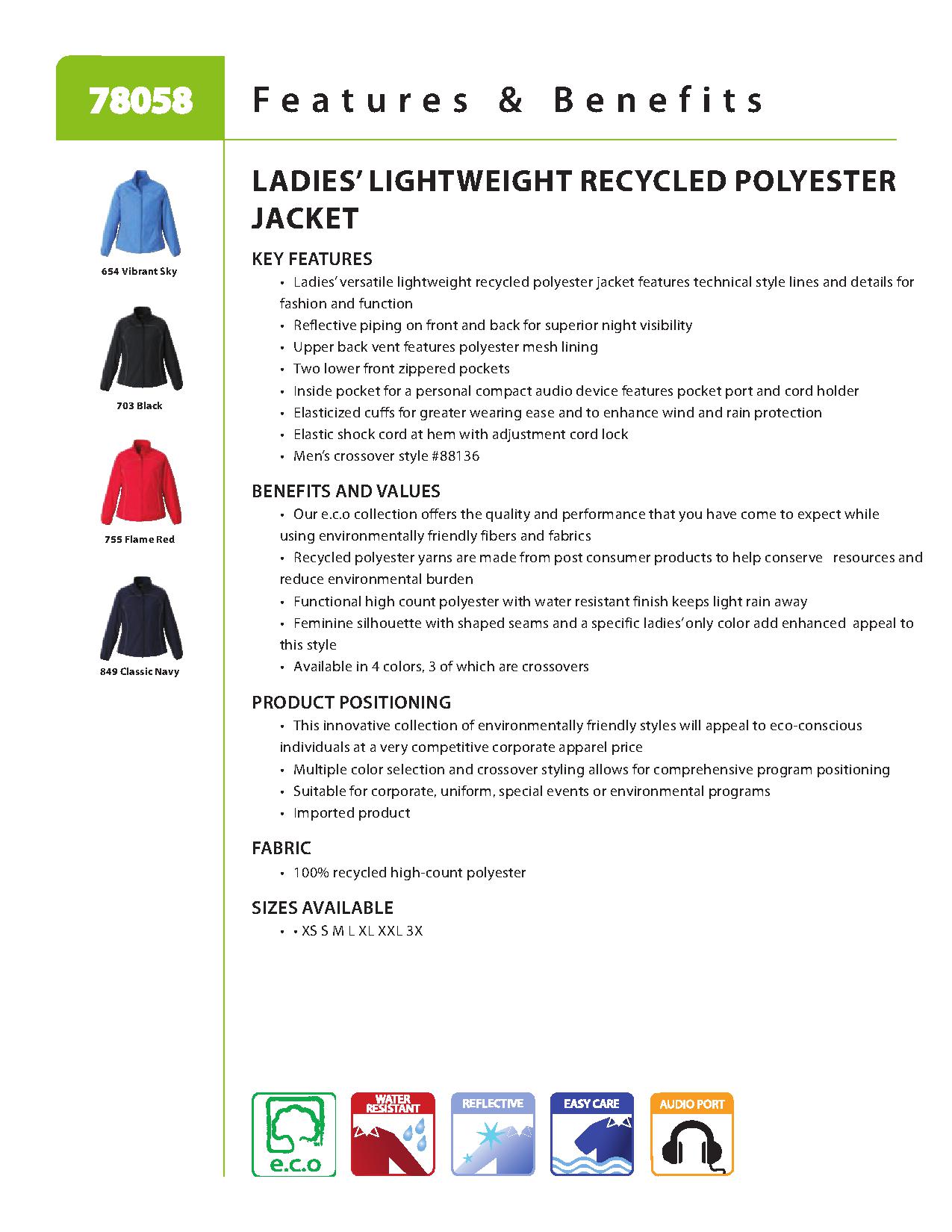 Ash City e.c.o Outerwear 78058 - Ladies' Lightweight Recycled Polyester Jacket