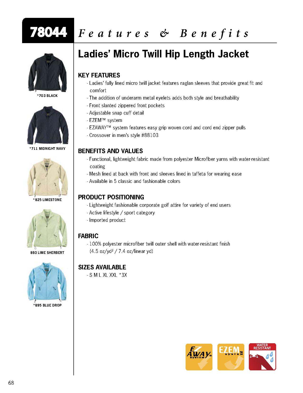 Ash City Lightweight 78044 - Ladies' Micro Twill Hip Length Jacket