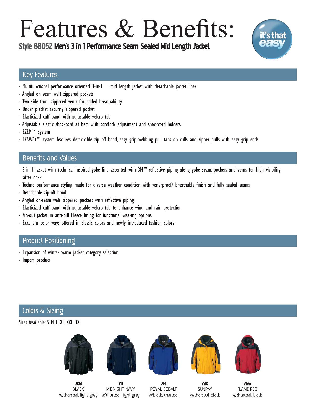 Ash City UTK 2 Warm.Logik 88052 - Men's Techno Performance 3-In-1 Seam Sealed Mid-Length Jacket