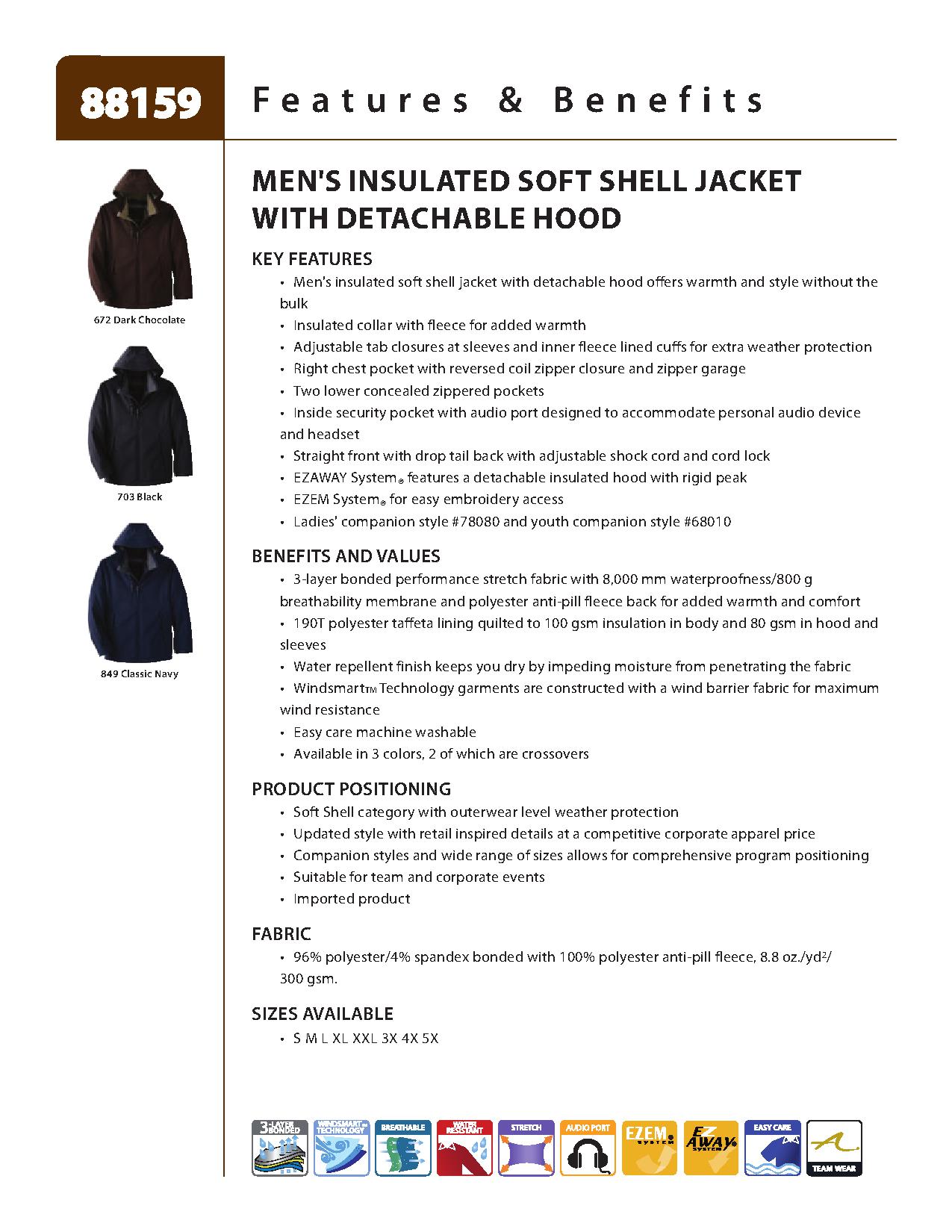 Ash City UTK 3 Warm.Logik 88159 - Glacier Men's Insulated Soft Shell Jacket With Detachable Hood