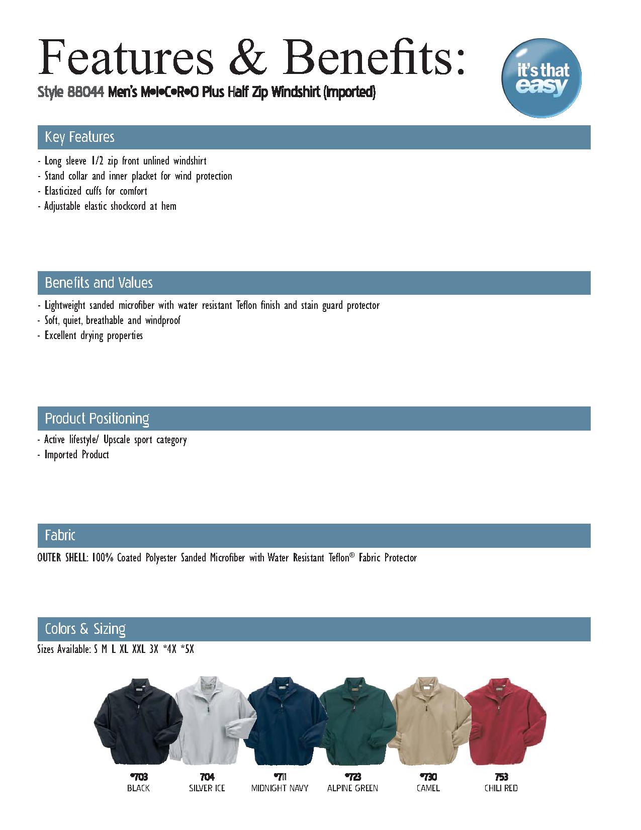 Ash City Windshirts 88044 - Men's Micro Plus Half-Zip Windshirt With Teflon