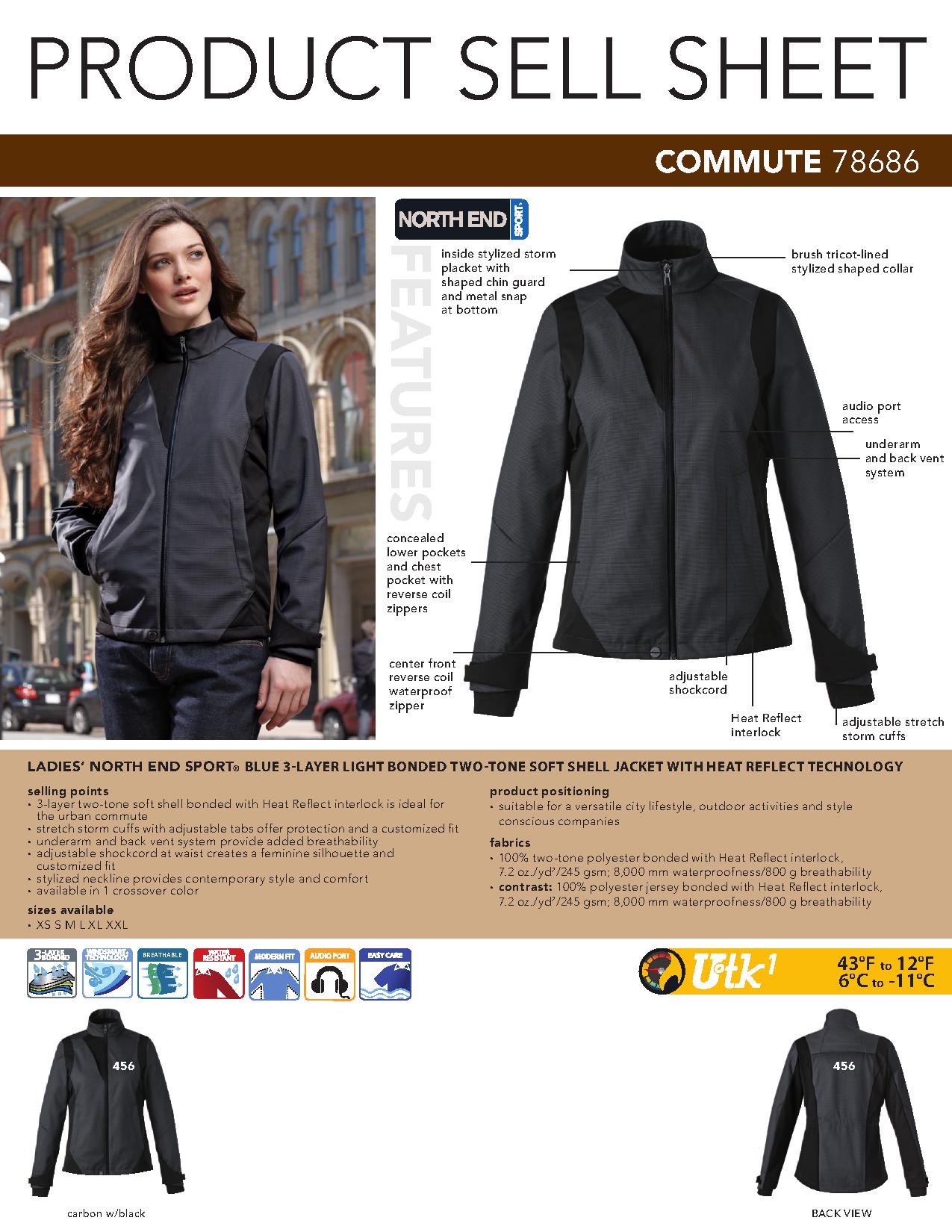 Ash City Light Bonded Jackets 78686 - Commute Ladies' 3-Layer Light Bonded Two-Tone Soft Shell Jacket With Heat Reflect Technolo