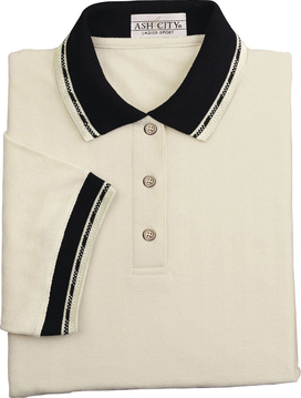 Ash City Pique 125224 - Ladies' Herringbone Pique Polo With Jacquard Trim