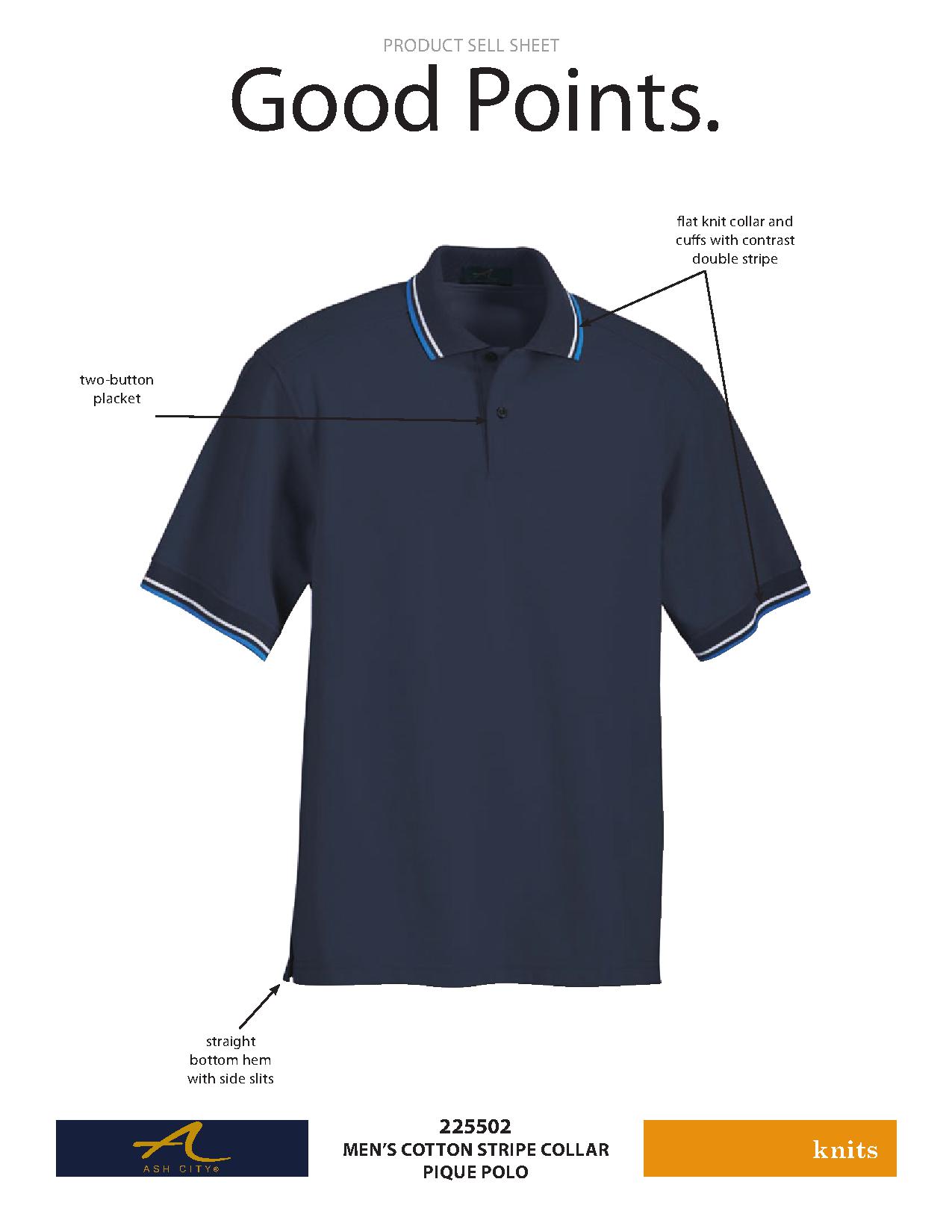 Ash City Pique 225502 - Men's Cotton Stripe Collar Pique Polo