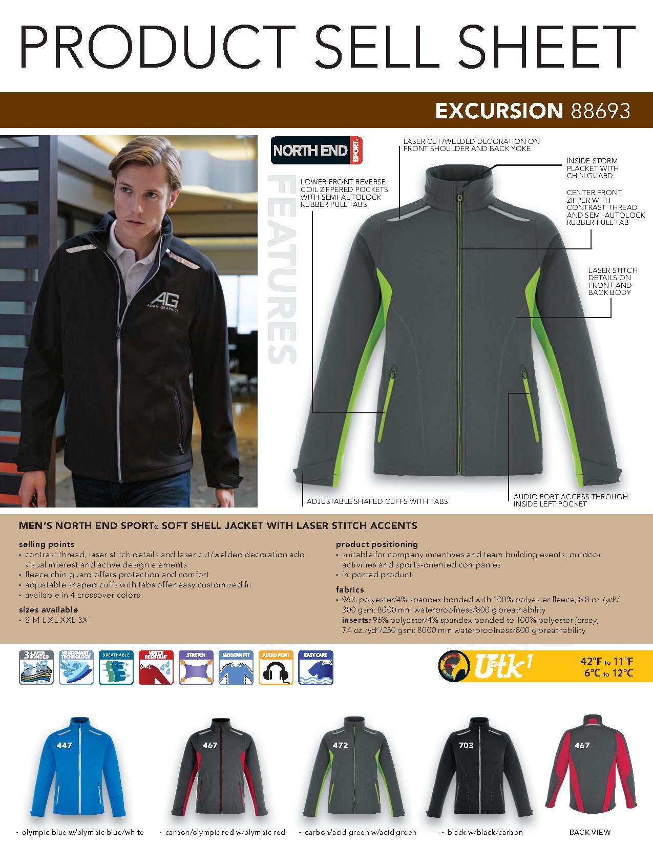 Ash City 3-Layer Fleece Bonded 88693 - Excursion Men's Soft Shell Jacket With Laser Stitch Accent