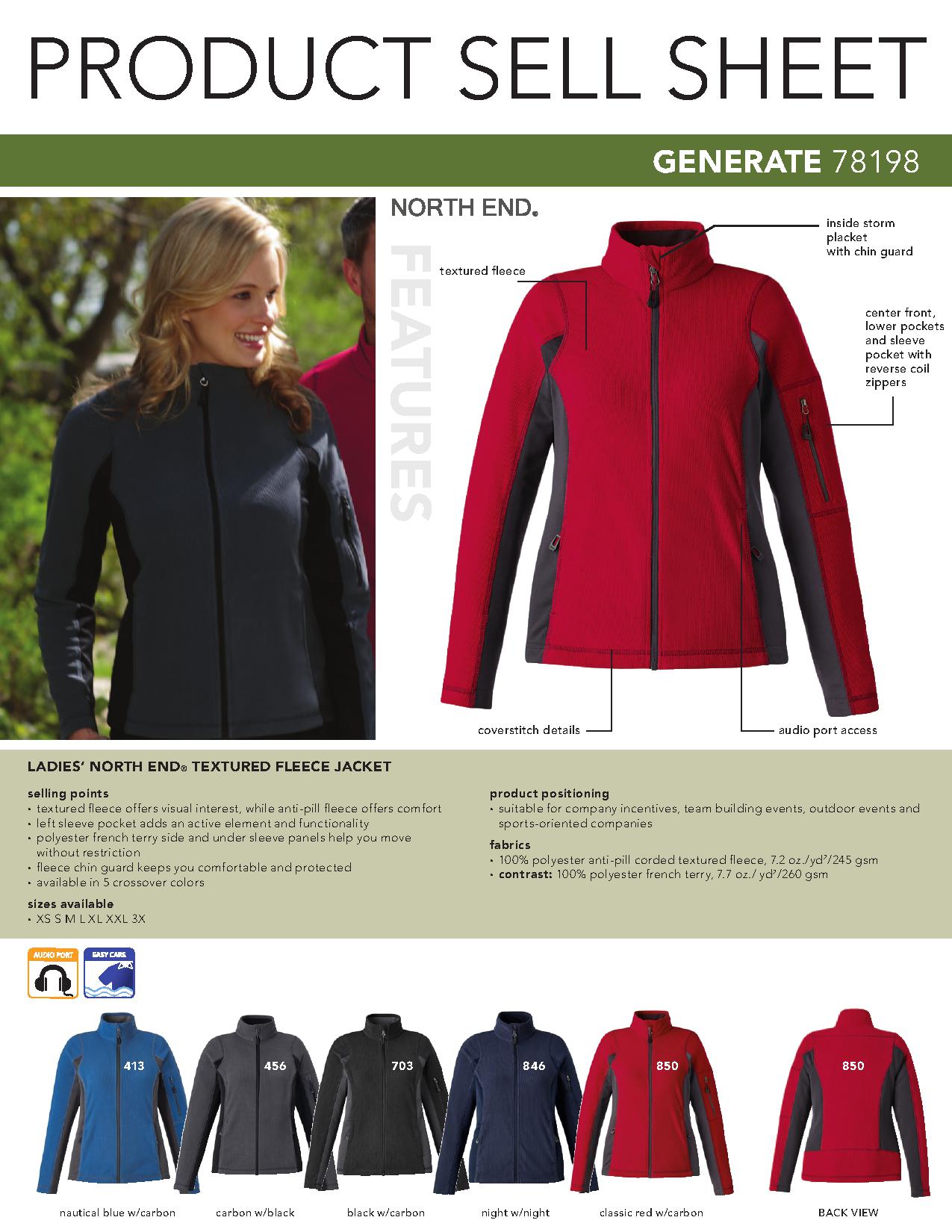 Ash City Cotton/Poly Fleece 78198 - Generate Ladies' Texttured Fleece Jacket