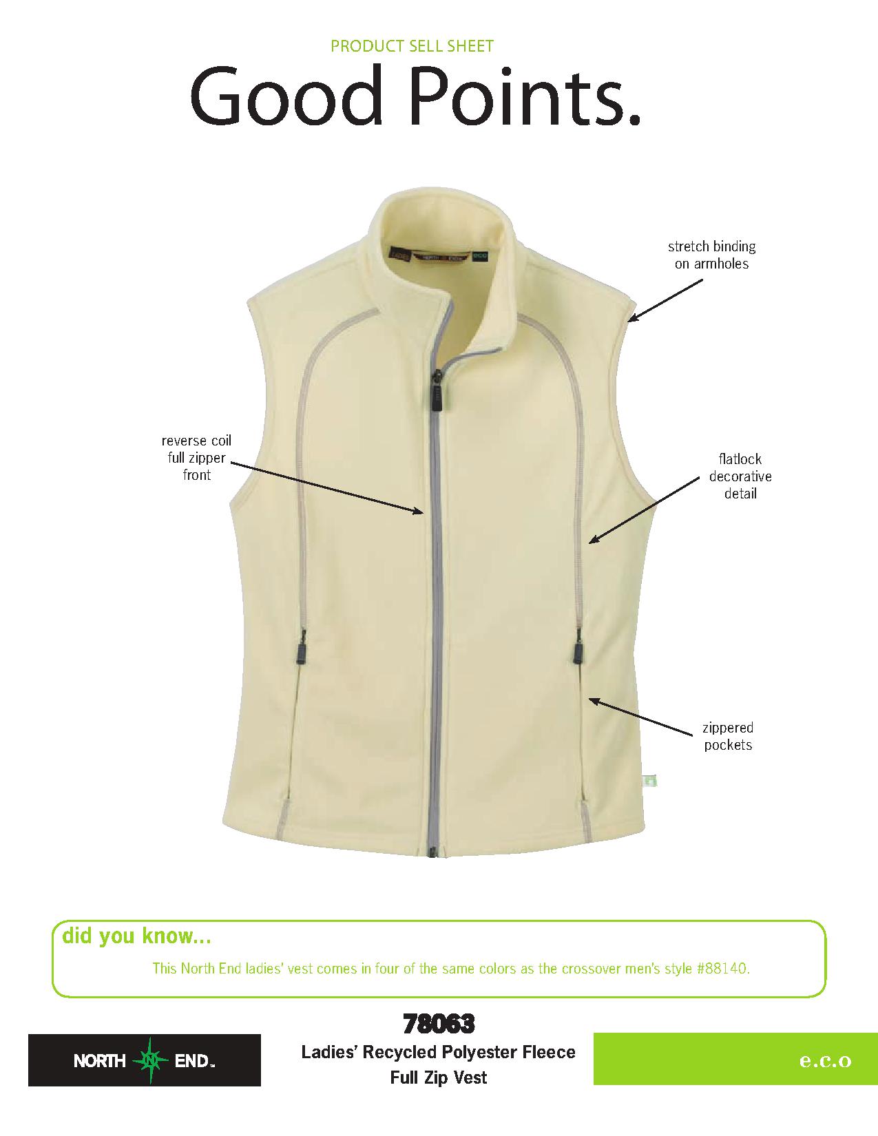 Ash City e.c.o Fleece 78063 - Ladies' Recycled Fleece Full-Zip Vest