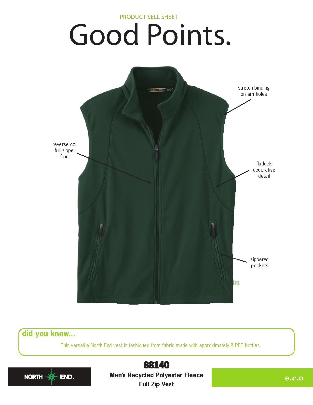 Ash City e.c.o Fleece 88140 - Men's Recycled Fleece Full-Zip Vest