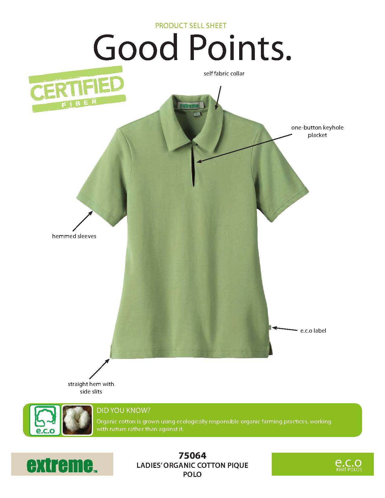 Ash City e.c.o Knits 75064 - Ladies' Organic Cotton Pique Polo