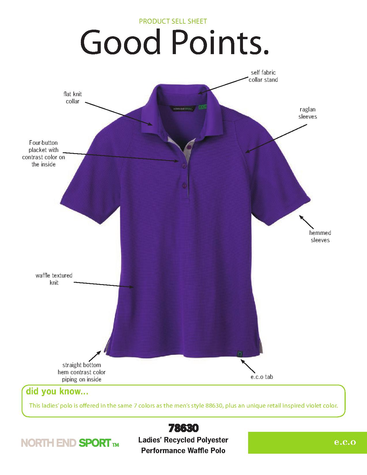 Ash City e.c.o Knits 78630 - Ladies' Recycled Polyeter Performance Waffle Polo
