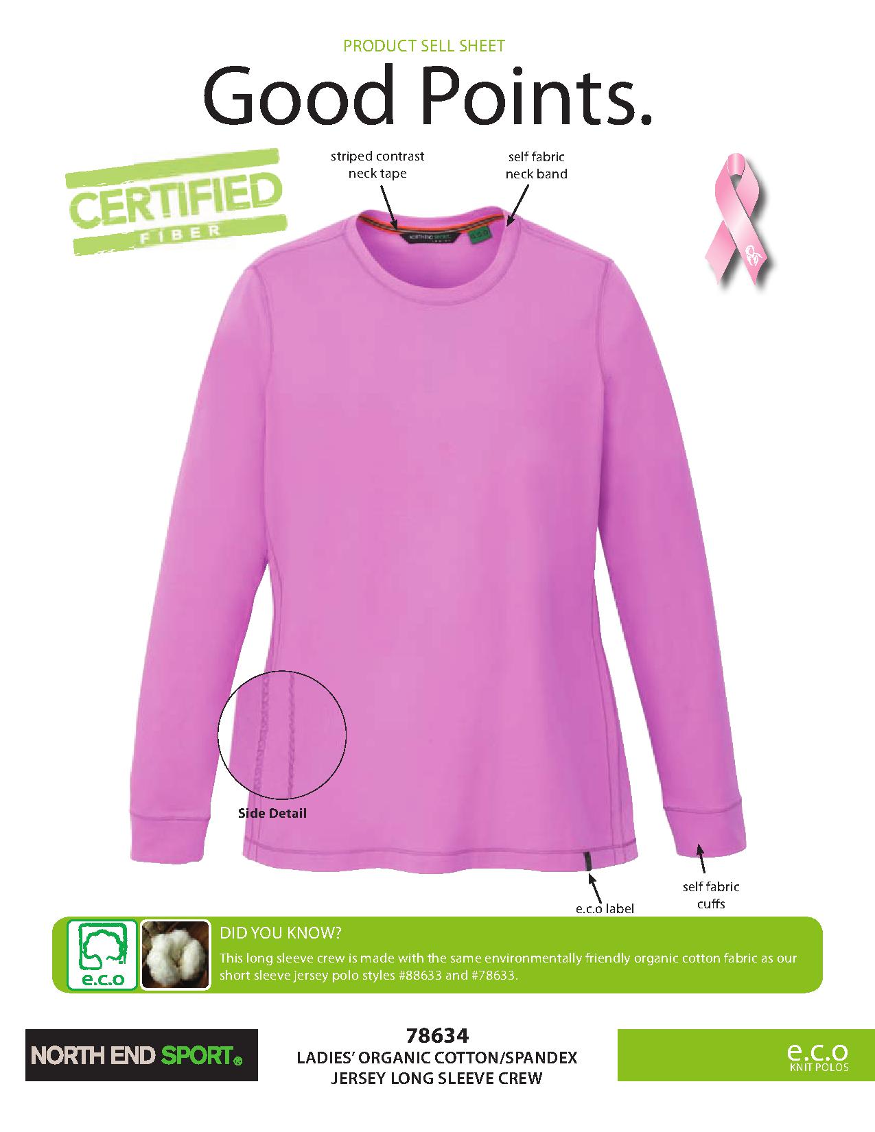 Ash City e.c.o Knits 78634 - Ladies' Organic Cotton/Spandex Jerdey Long Sleeve Crew