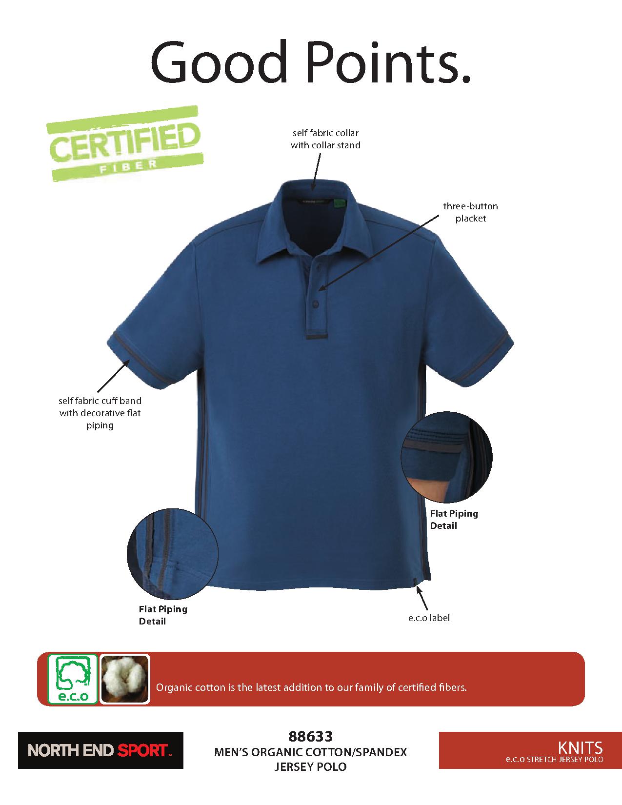 Ash City e.c.o Knits 88633 - Men's Organice Cotton/Spanddex Jersey Polo
