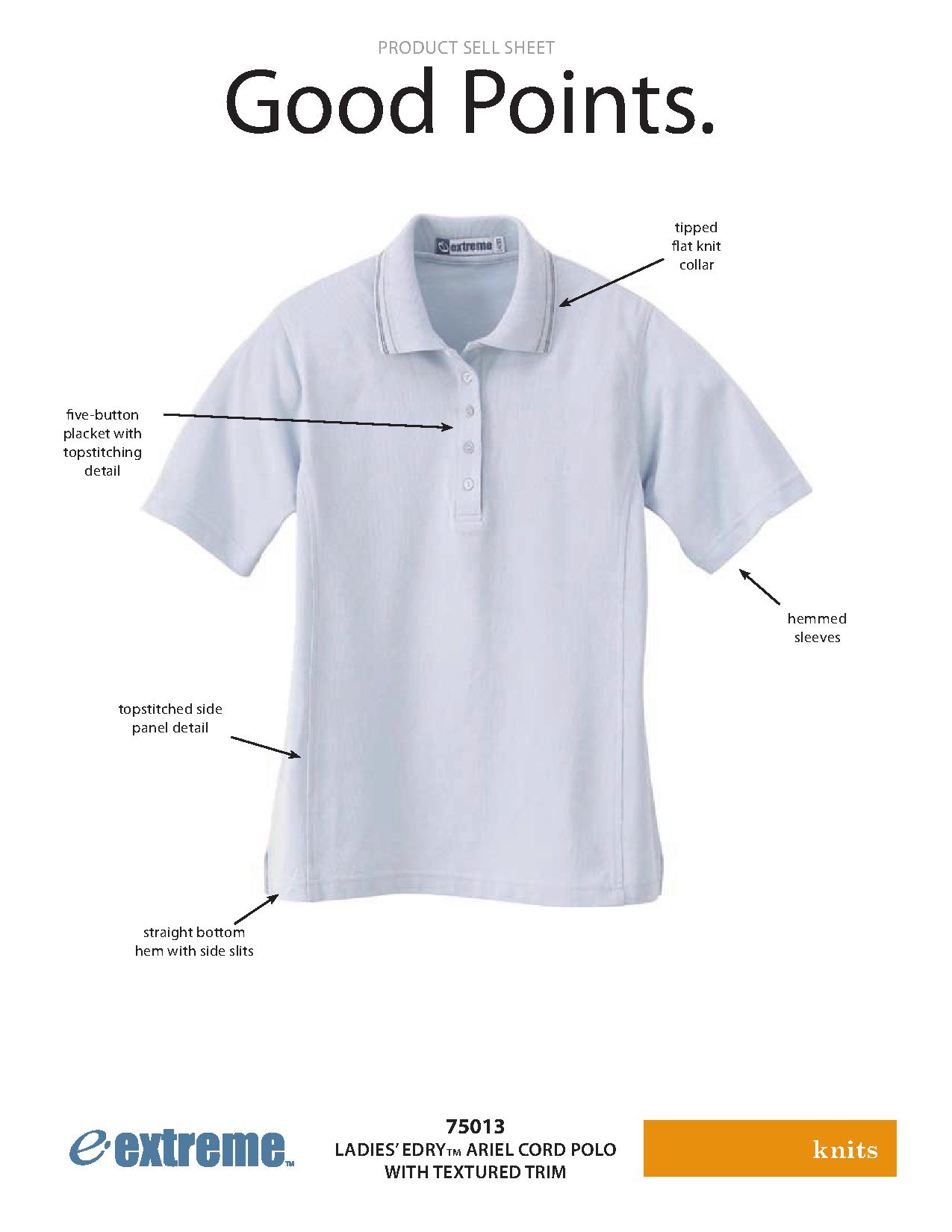 Ash City Edry 75013 - Ladies' Edry Ariel Cord Polo With Textured Collar