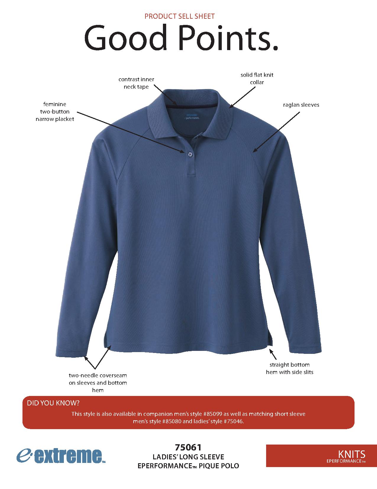 Ash City Eperformance 75061 - Ladies' Long Sleeve Eperformance Pique Polo
