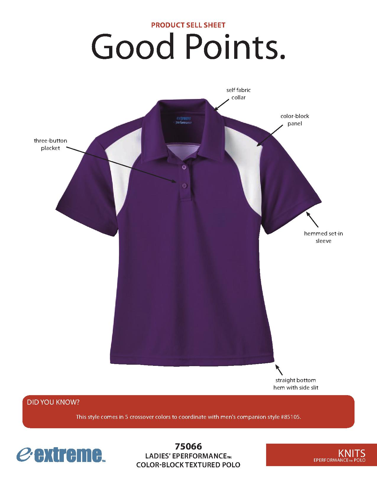 Ash City Eperformance 75066 - Ladies' Eperformance Color-Block Textured Polo