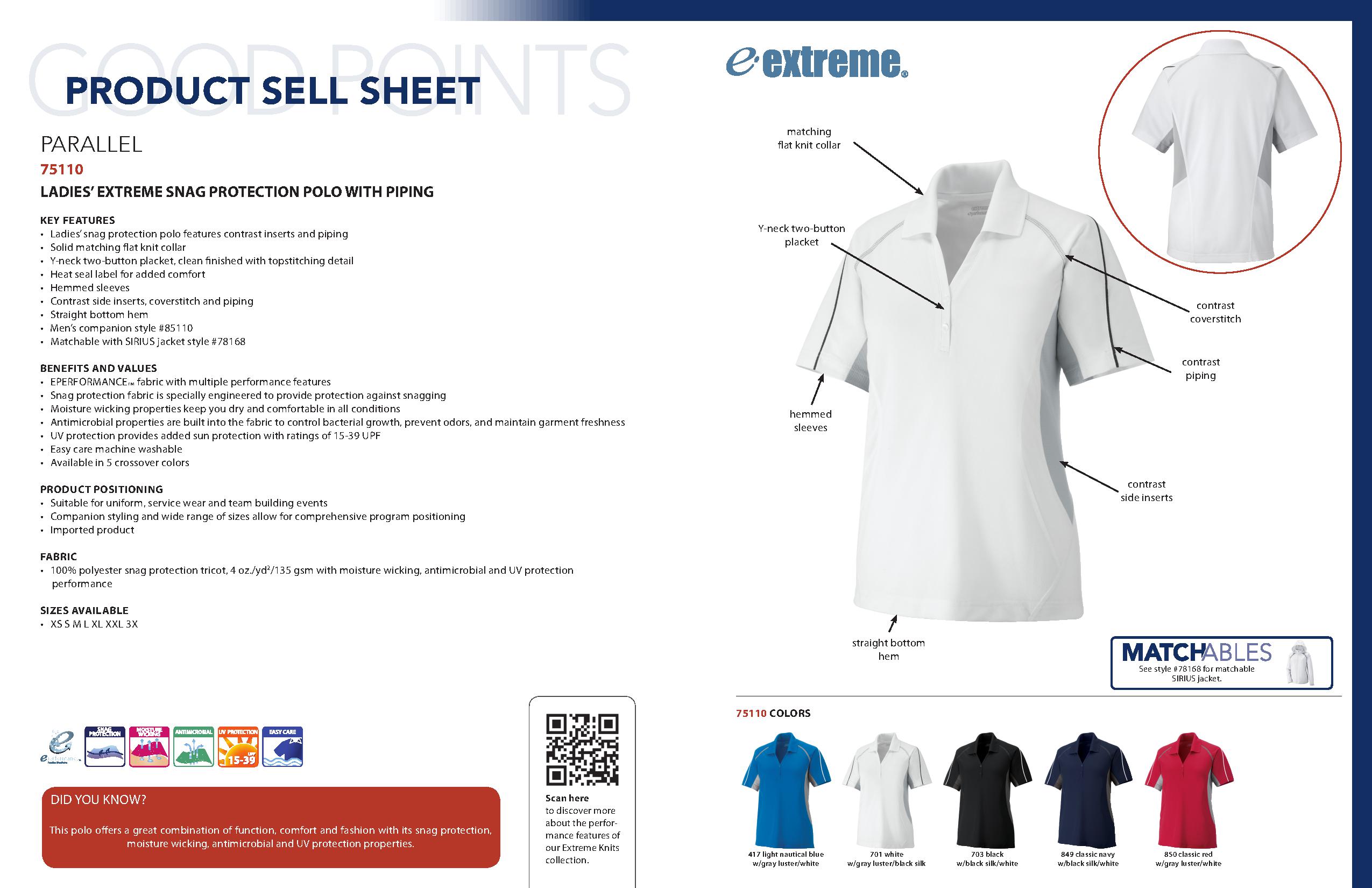 Ash City Eperformance 75110 - Parallel Ladies' Snag Protection Polo With Piping