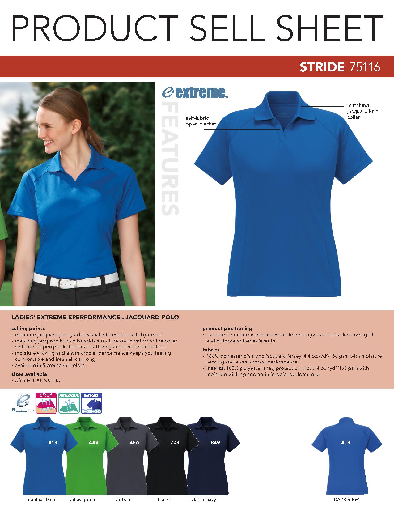 Ash City Eperformance 75116 - Stride Ladies' Jacquard Polo