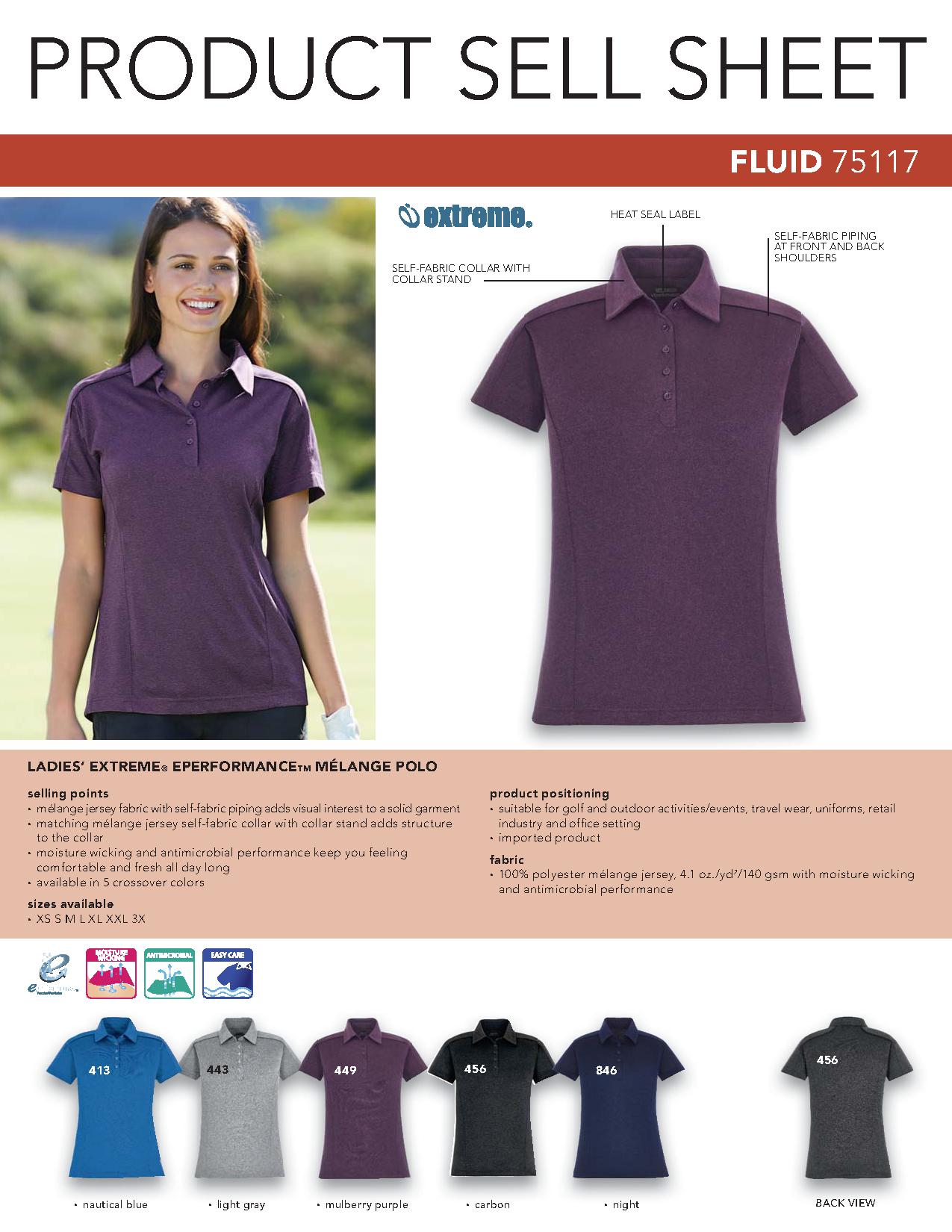 Ash City Eperformance 75117 - Fluid Eperformance Melange Polo