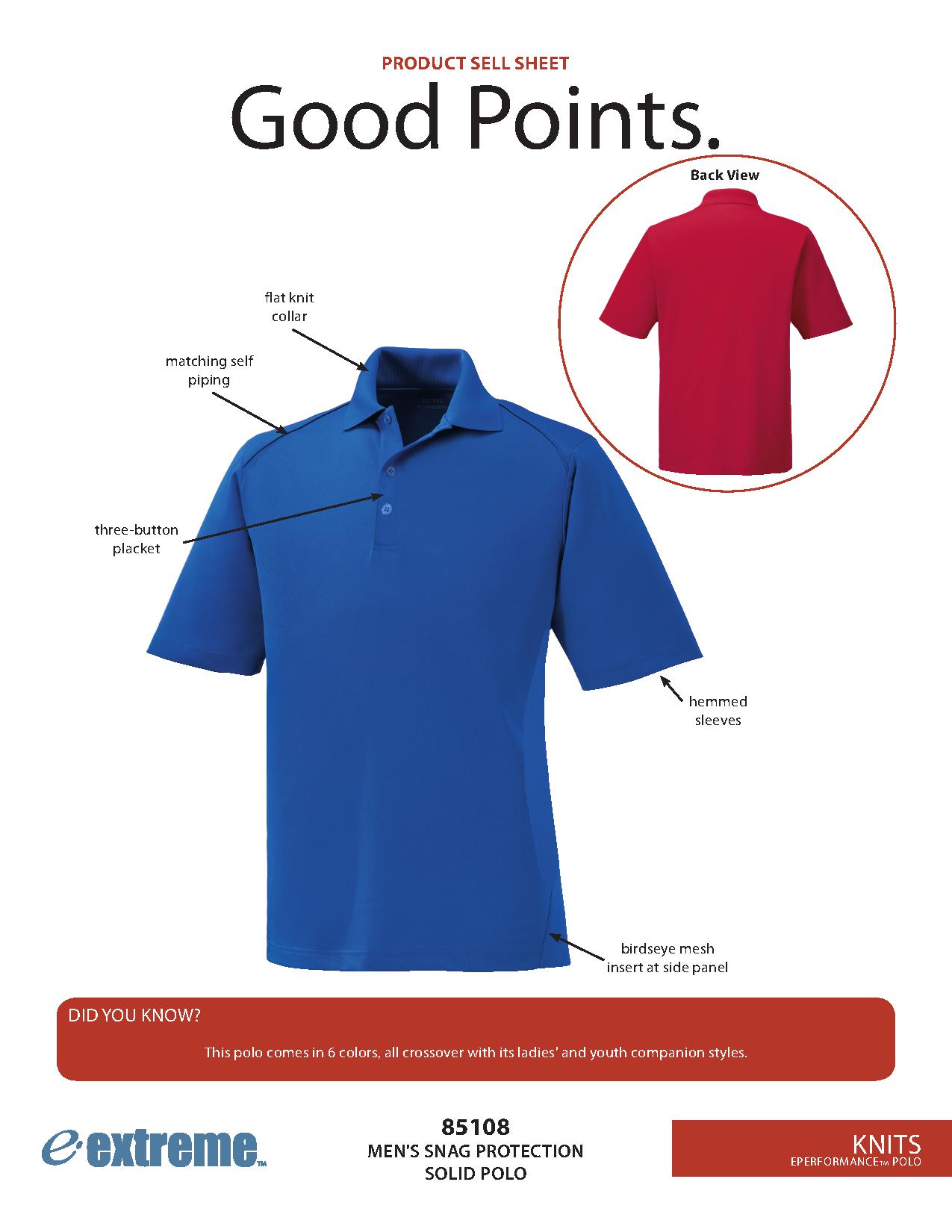 Ash City Eperformance 85108 - Shield Men's Snag Protection Solid Polo