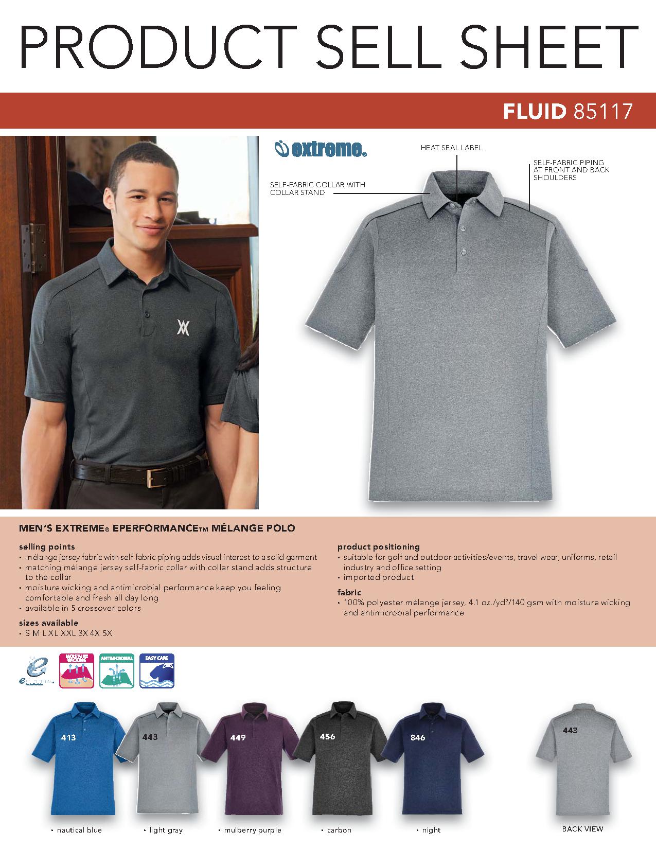 Ash City Eperformance 85117 - Fluid Men's Eperformance Melange Polo