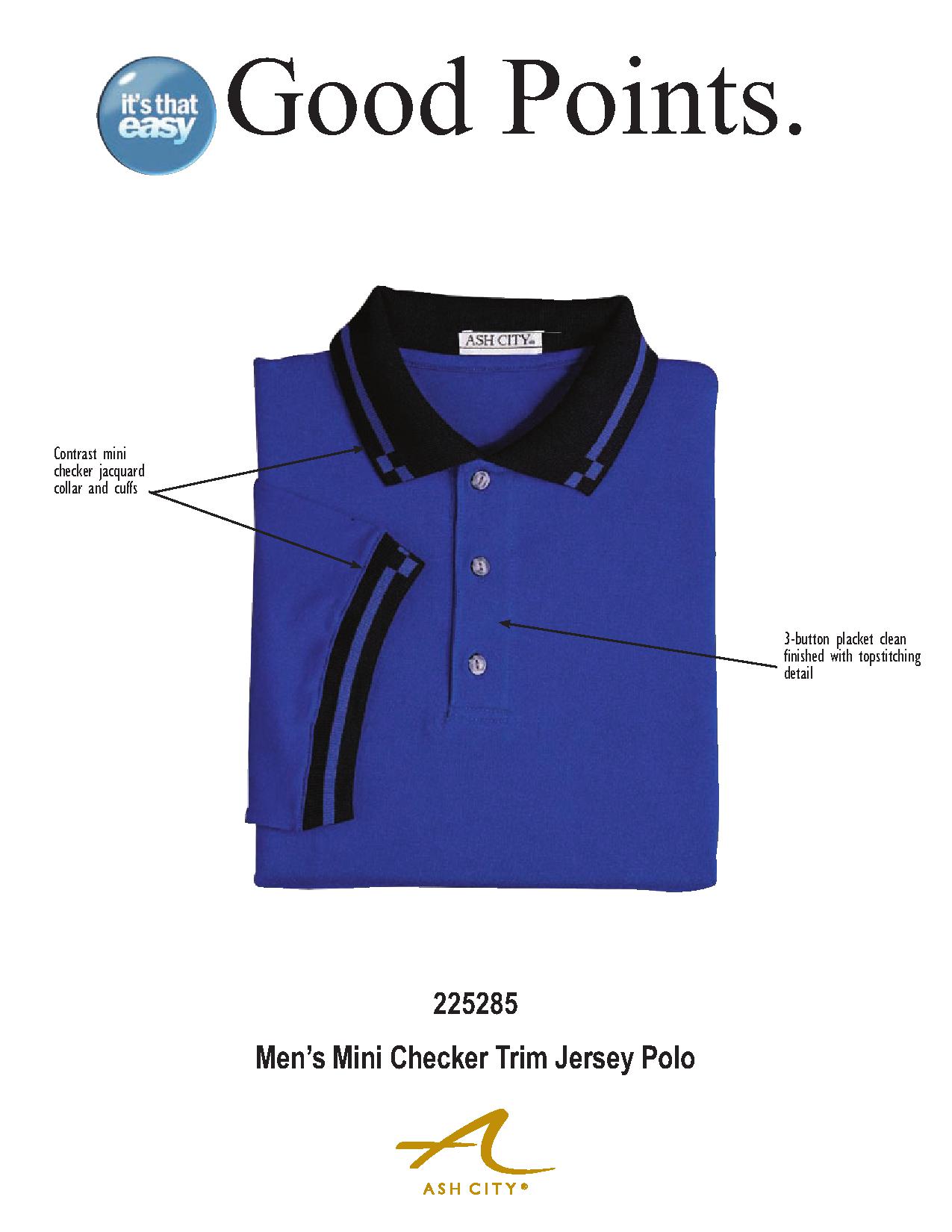 Ash City Jersey 225285 - Men's Mini Checker Trim Jersey Polo