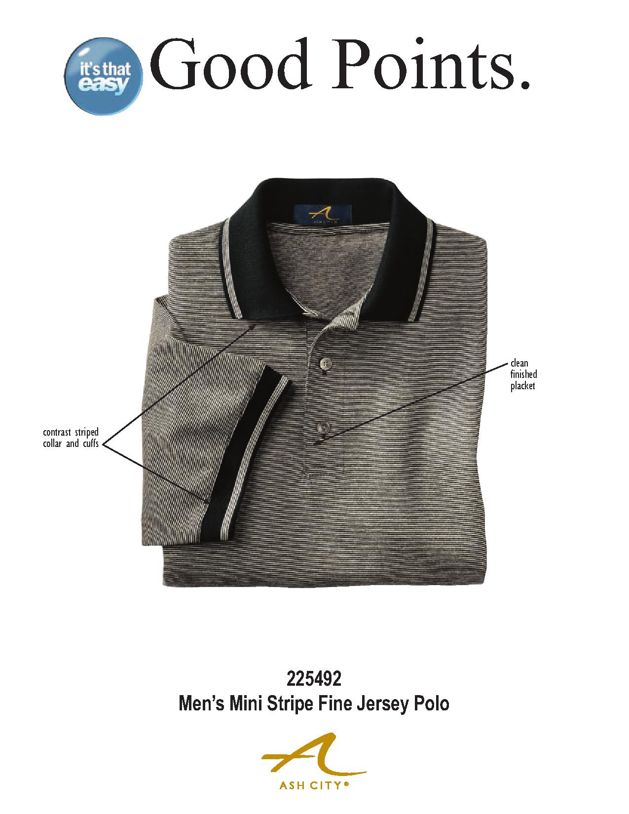 Ash City Jersey 225492 - Men's Mini Stripe Fine Jersey Polo