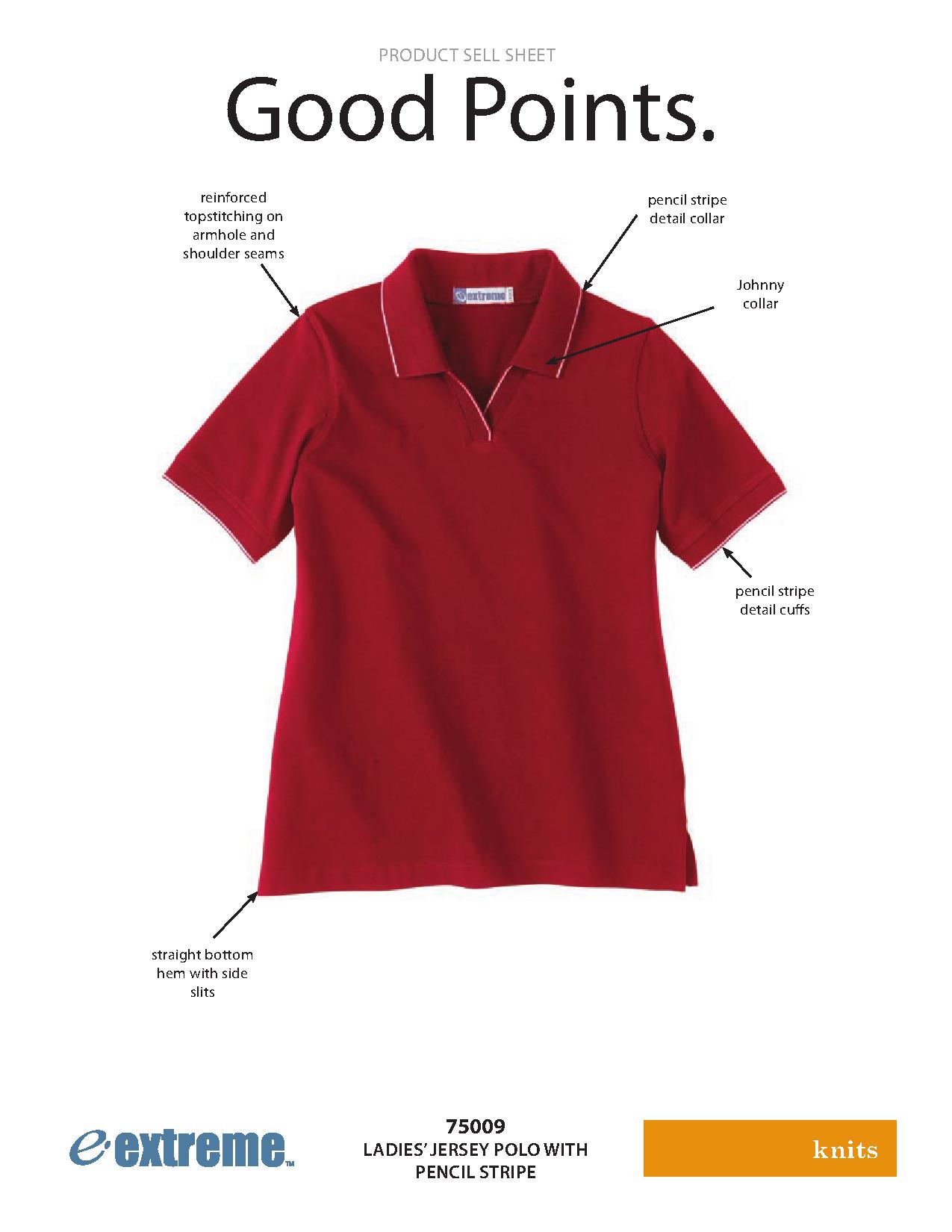 Ash City Jersey 75009 - Ladies' Johnny Collar Jersey Polo With Pencil Stripe