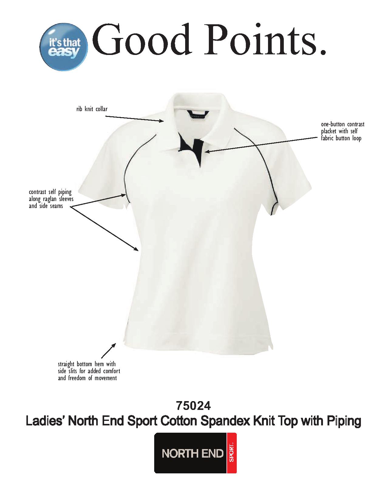 Ash City Jersey 75024 - Ladies' Cotton Spandex Knit Top With Piping