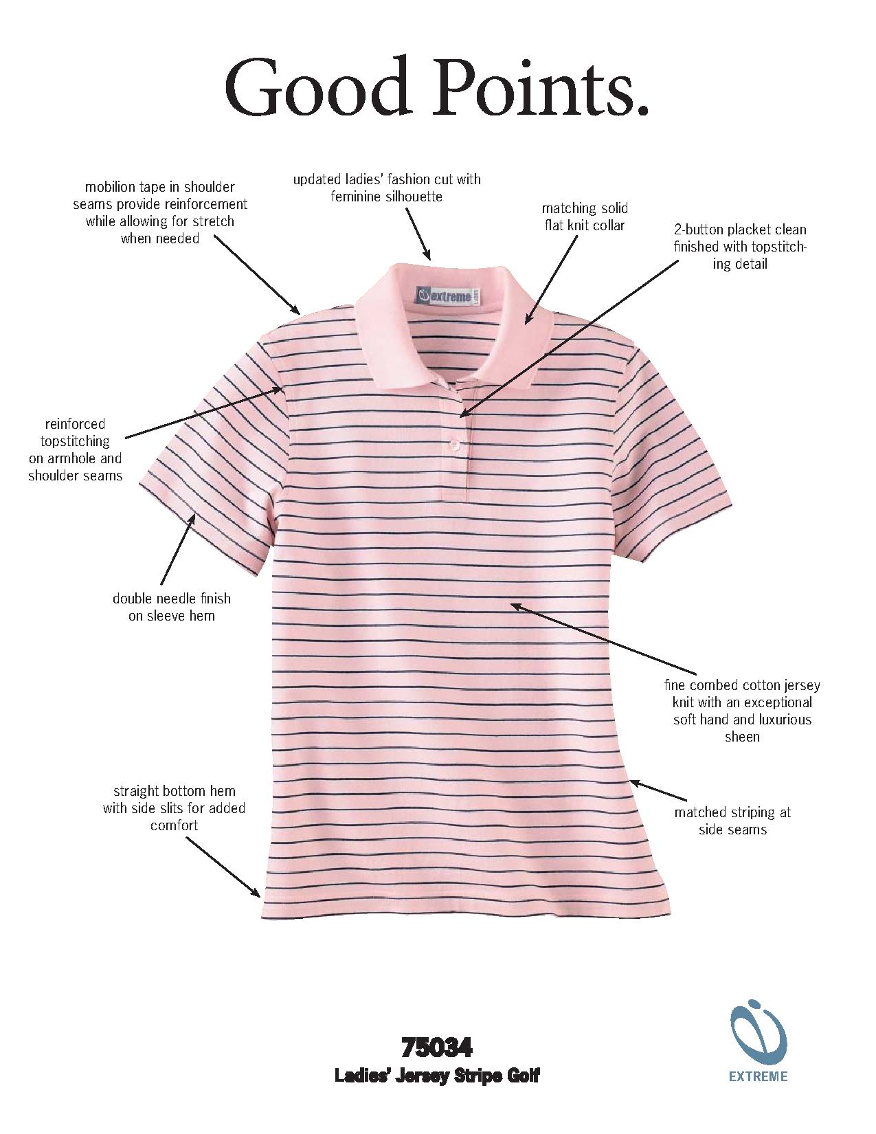 Ash City Jersey 75034 - Ladies' Jersey Stripe Polo