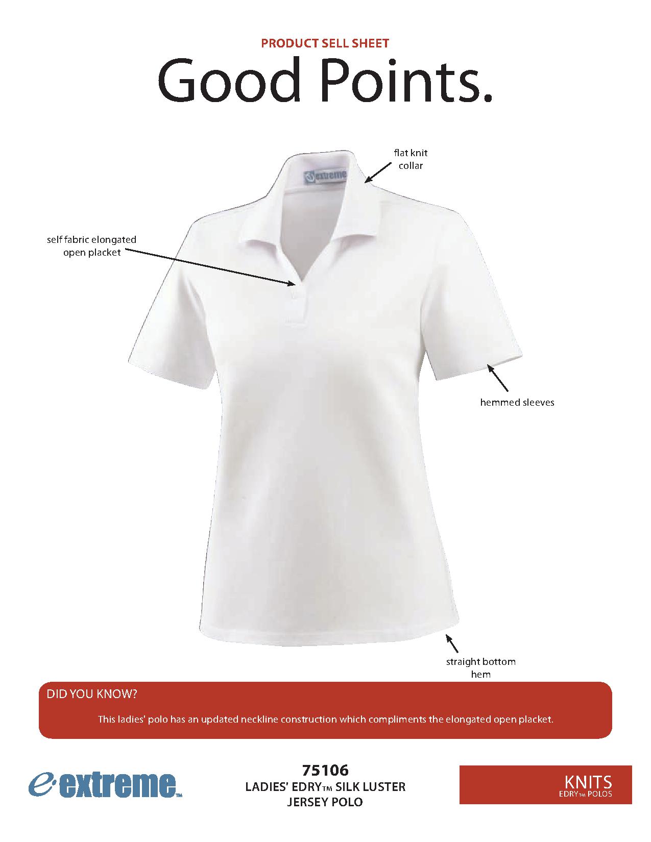Ash City Jersey 75106 - Luster Ladies' Edry Silk Luster Jersey Polo