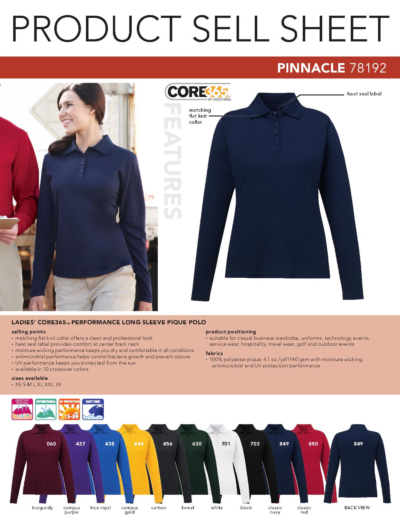 Ash City Outwear 78192 - Ladies' Performance Long Sleeve Pique Polos