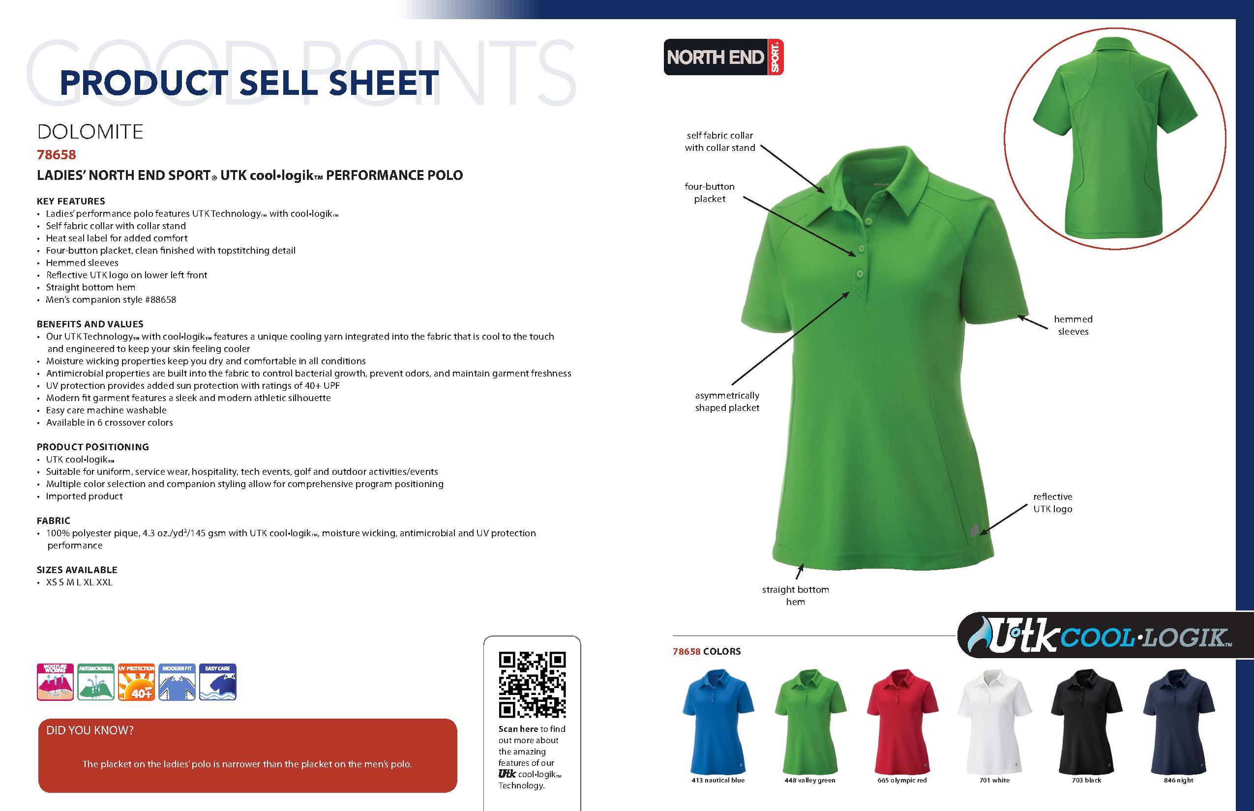 Ash City Performance 78658 - Dolomite Ladies' Utk cool.logik Performance Polo