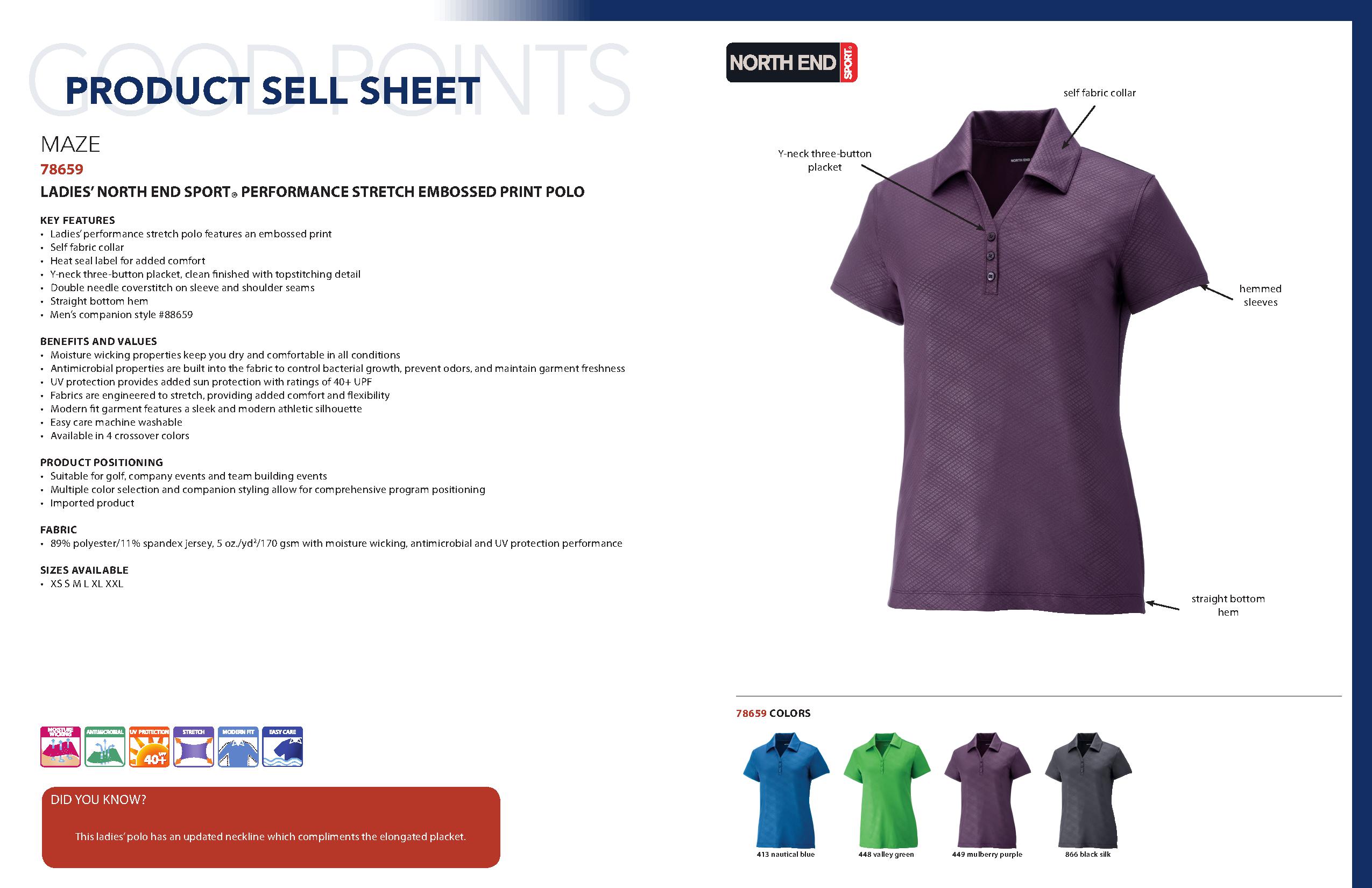 Ash City Performance 78659 - Maze Ladies' Performance Stretch Embossed Print Polo
