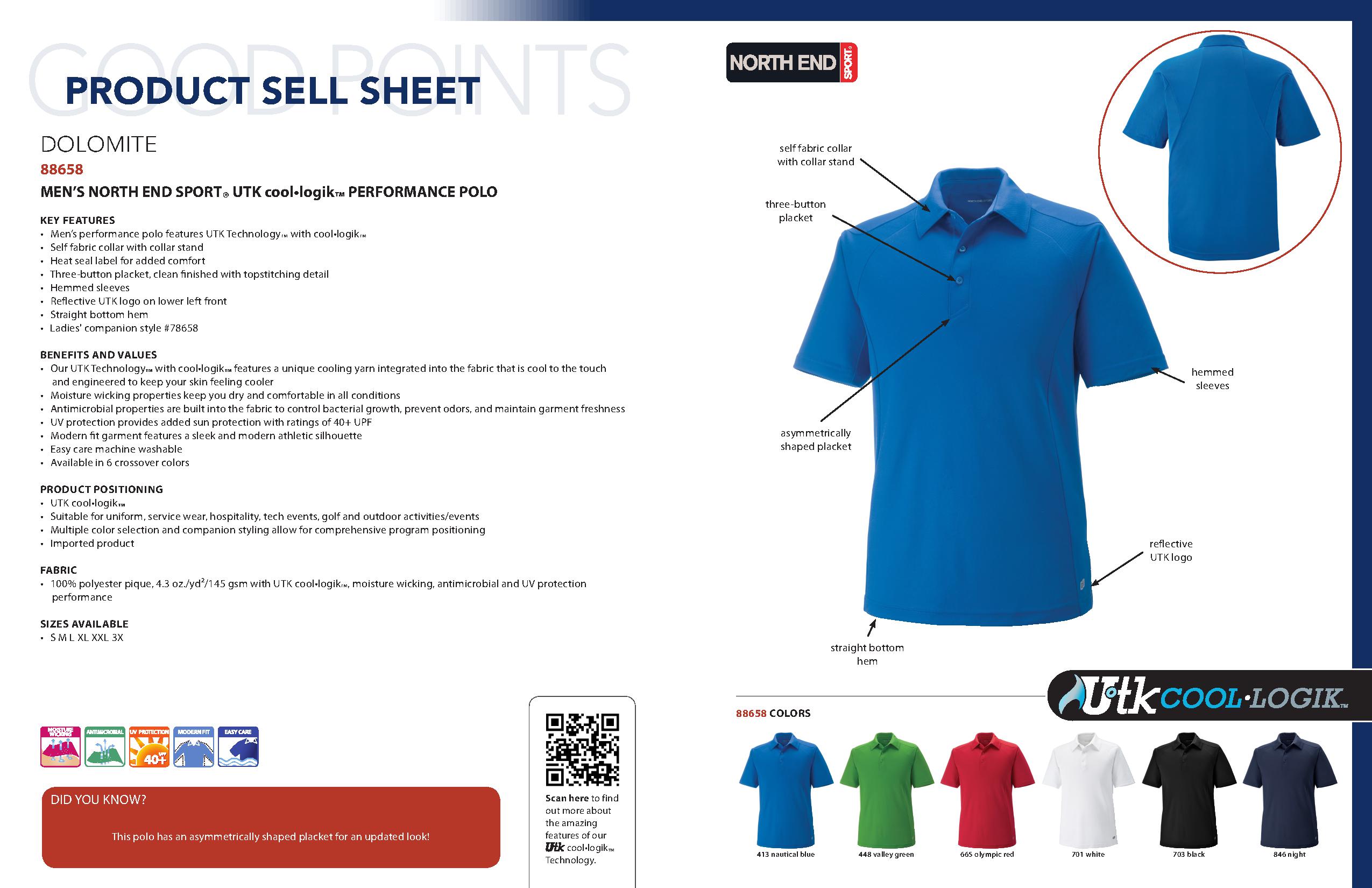 Ash City Performance 88658 - Dolomite Men's UTK cool.logik Performance Polo