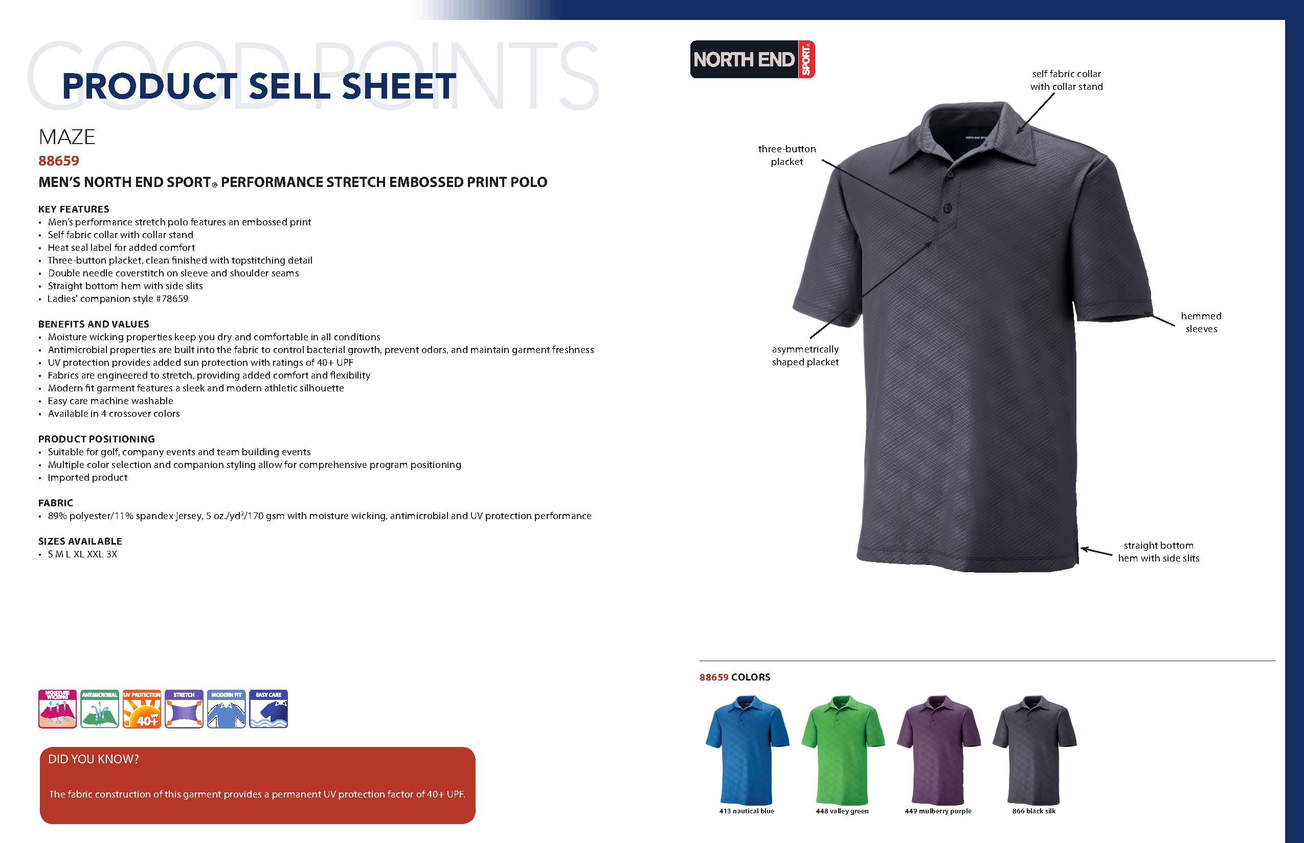 Ash City Performance 88659 - Maze Men's Performance Stretch Embossed Print Polo
